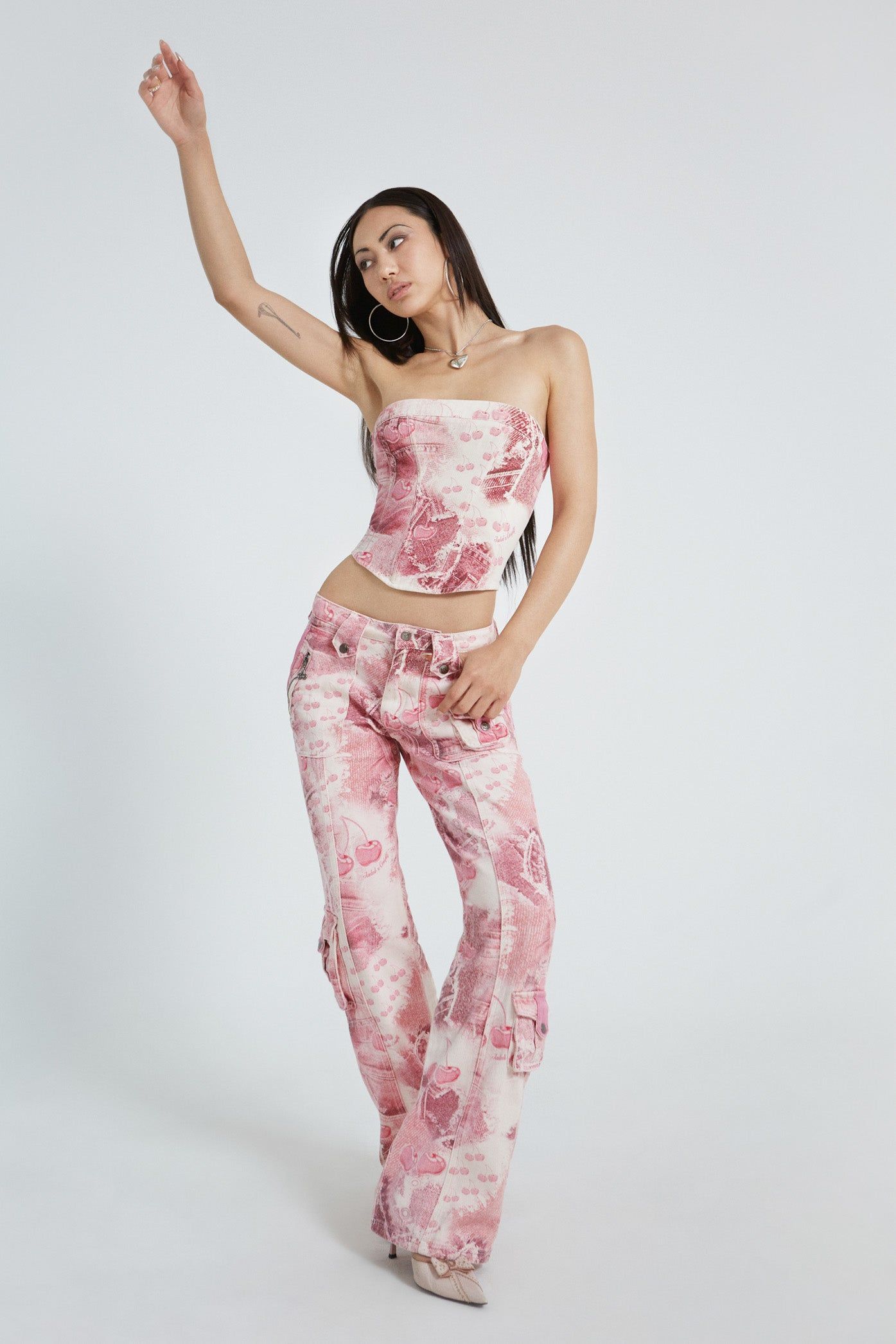 Cherry Babygirl Denim Cargo Trousers sold by Jaded London