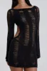 Black Umbra Shredded Mini Dress sold by Jaded London