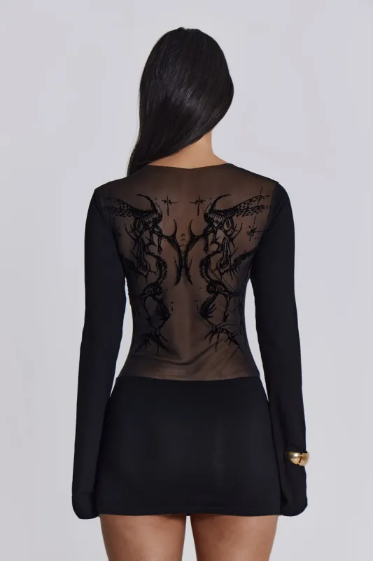 Black Wings Mesh Dress sold by Jaded London