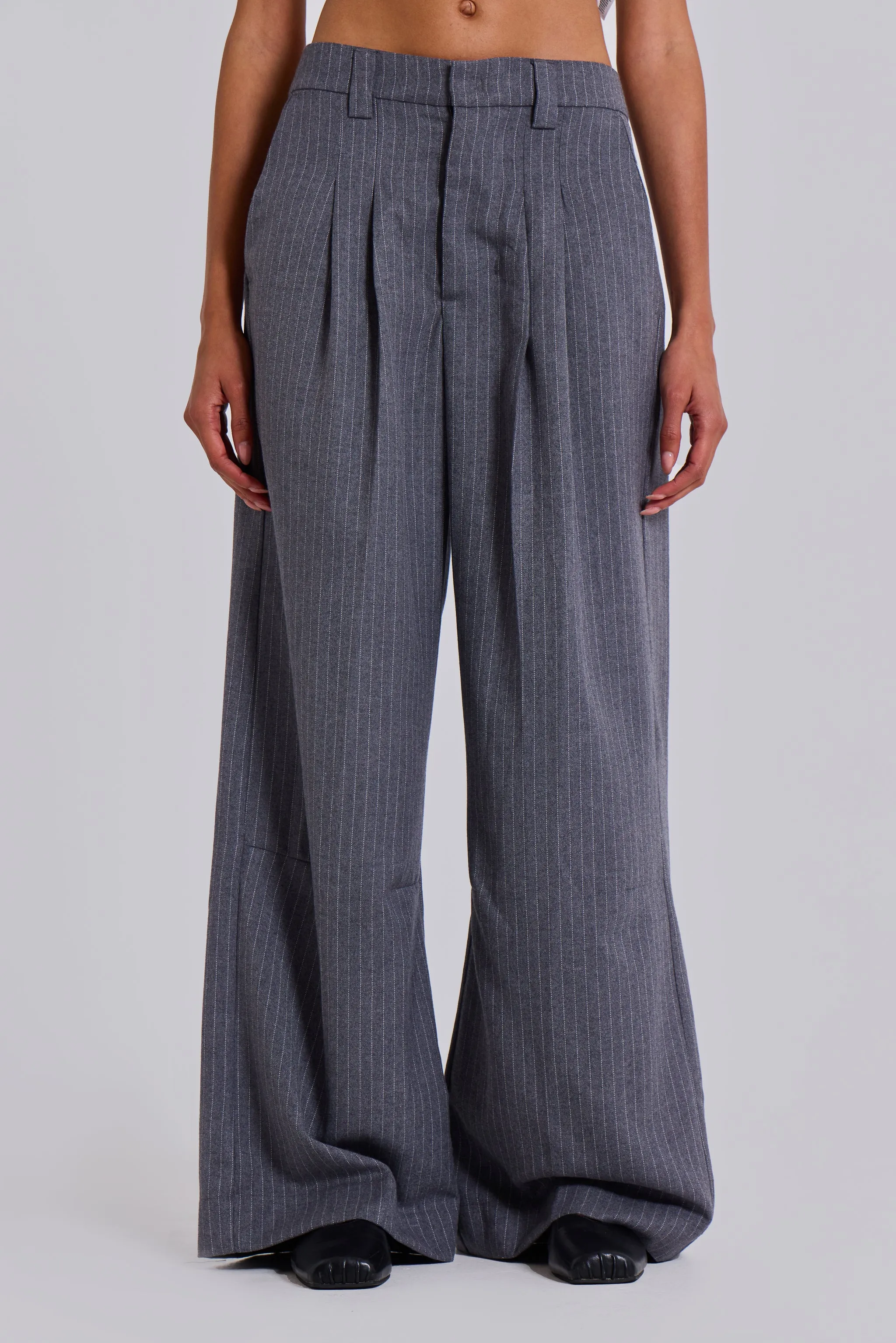 Jaded London Goliath Light Grey Pinstripe Suit Pants | Parallel