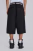 Black Pinstripe Goliath Shorts sold by Jaded London