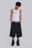 Black Pinstripe Goliath Shorts sold by Jaded London
