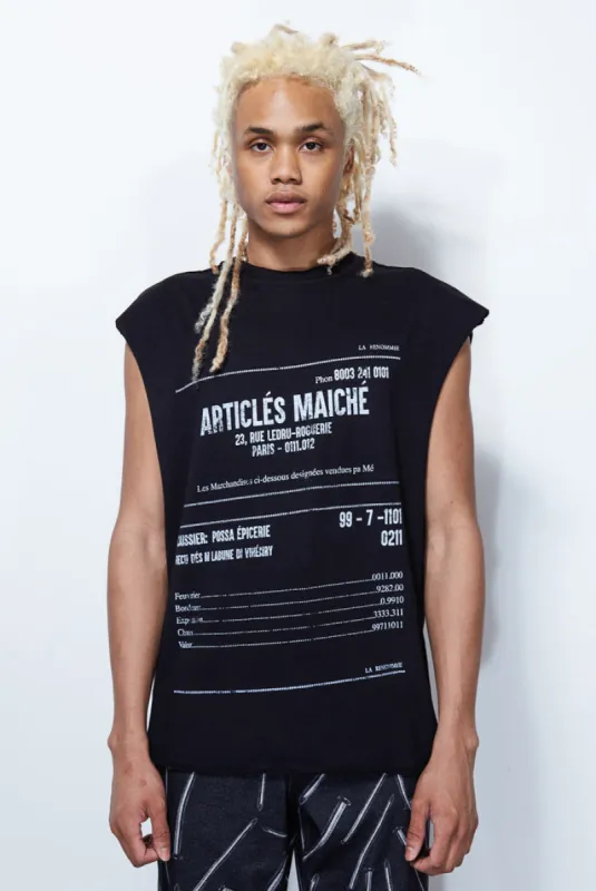 Black Receipt Print Vest sold by Jaded London