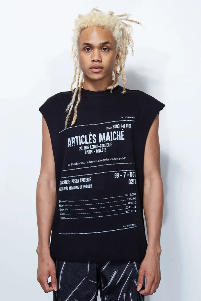 Black Receipt Print Vest sold by Jaded London