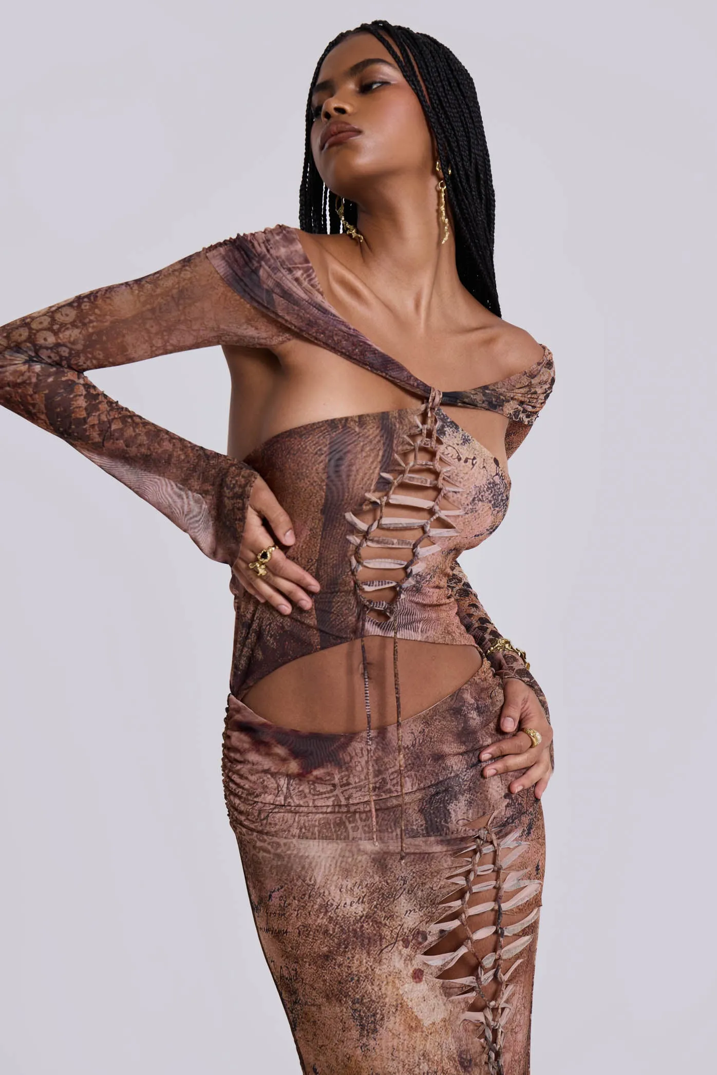 Dahna Macrame Mesh Maxi Dress sold by Jaded London product image thumbnail 2