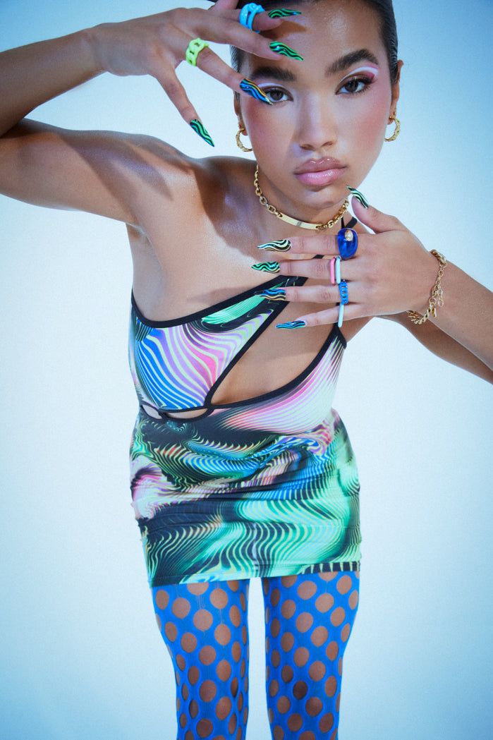 Swirl Print Asymmetric Cut Out Mini Dress sold by Jaded London product image thumbnail 7