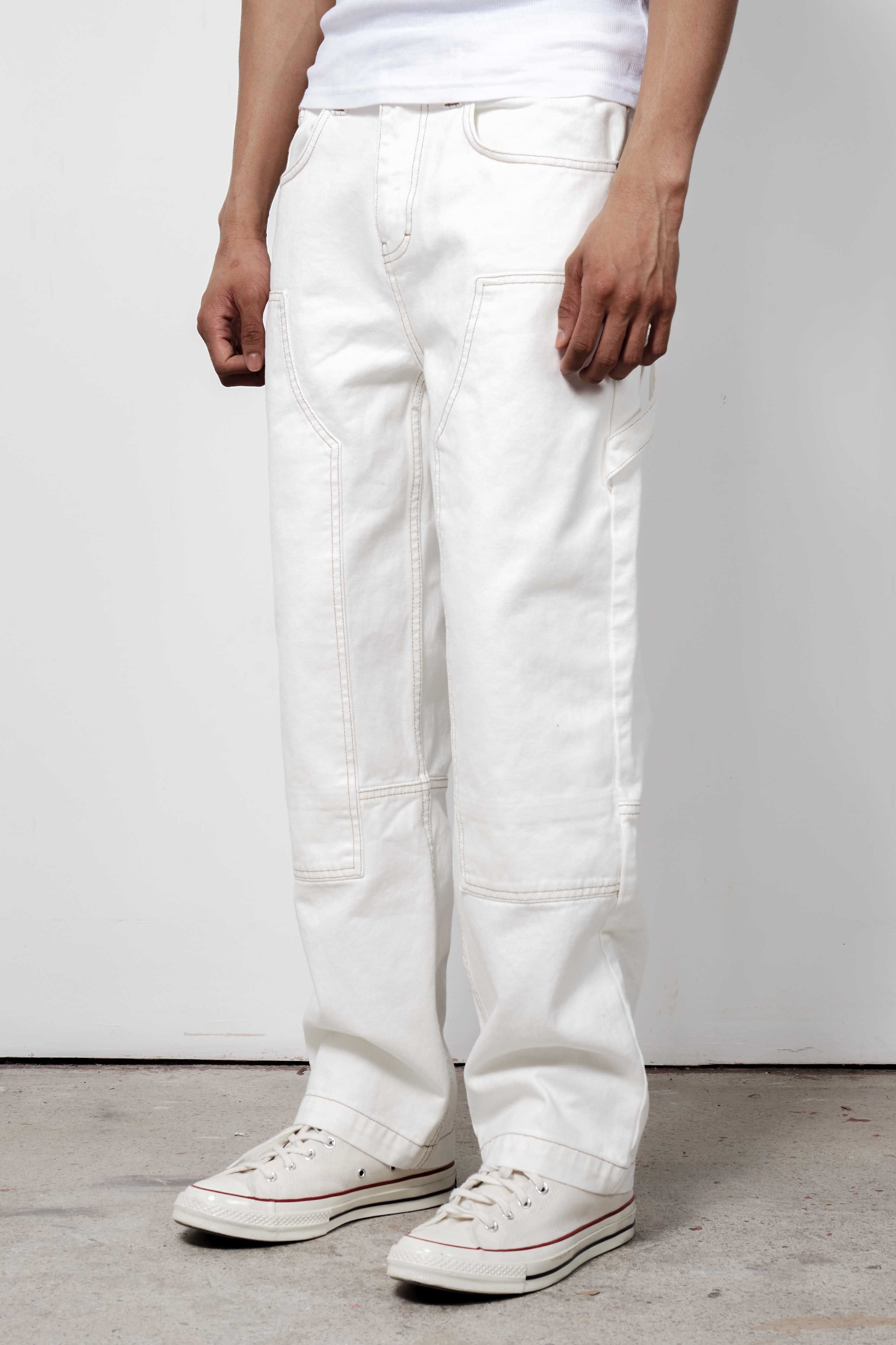 Ecru Carpenter Jeans In Skate Fit sold by Jaded London