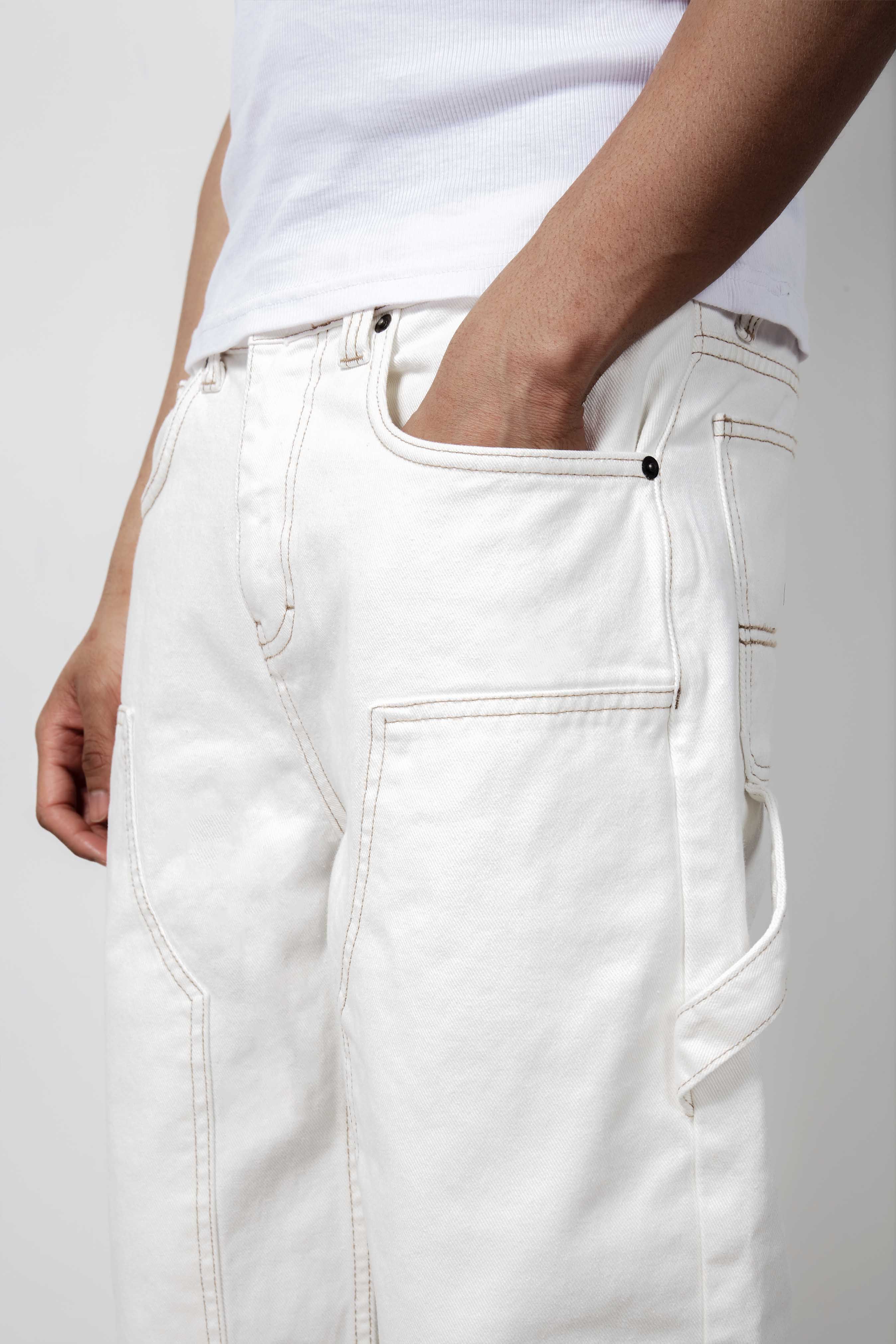 Ecru Carpenter Jeans In Skate Fit sold by Jaded London product image thumbnail 3