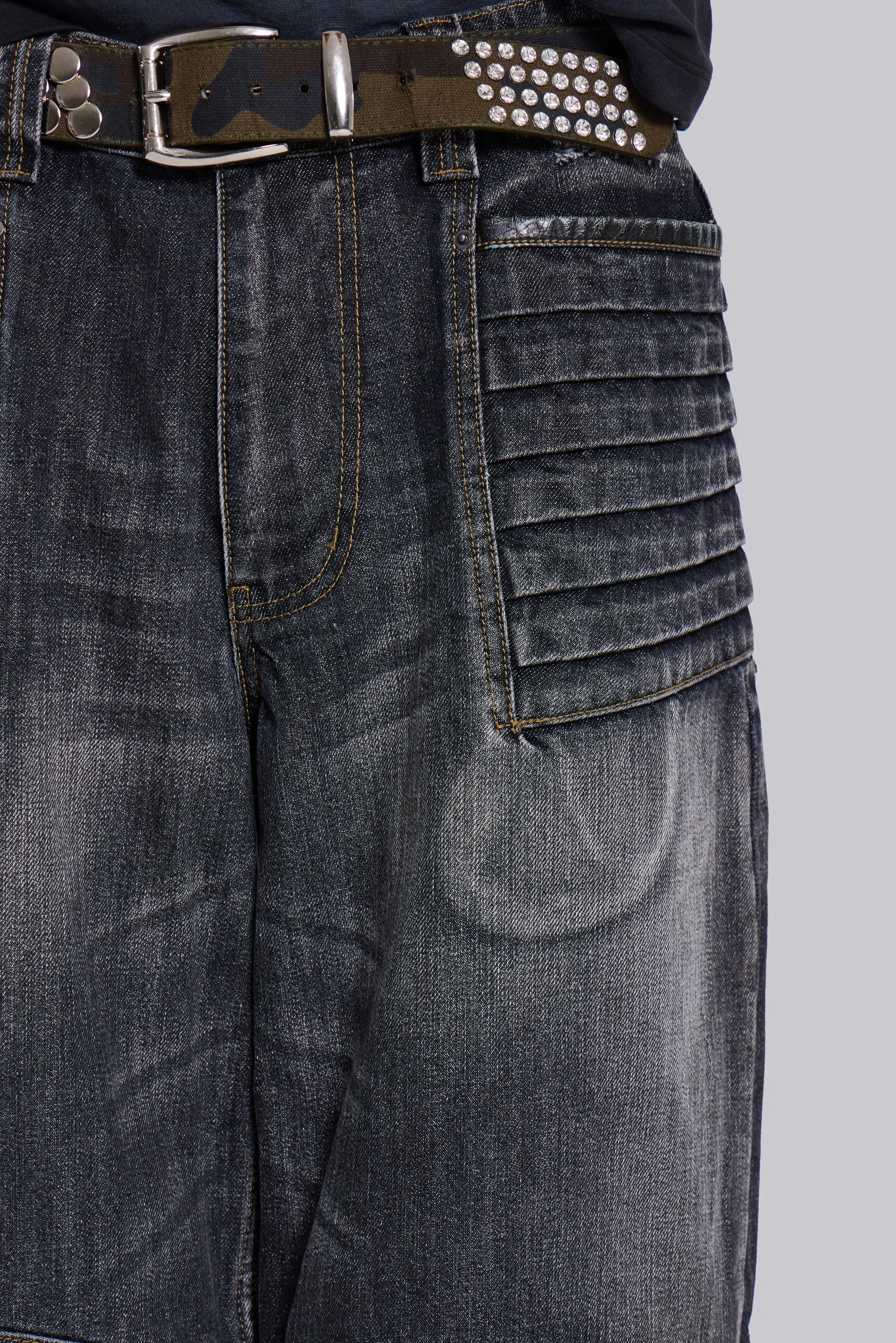 Washed Black Crash Biker Colossus Jeans sold by Jaded London product image thumbnail 5