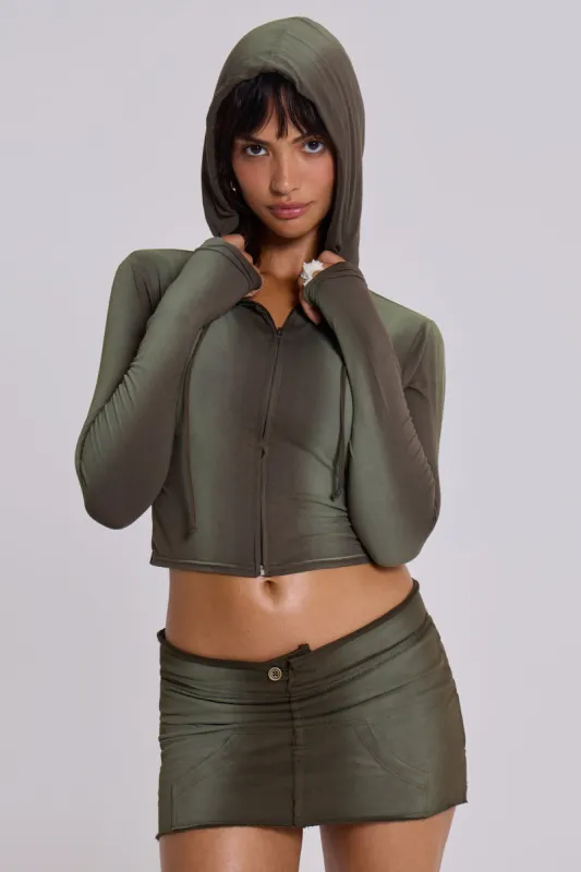 Tacha Zip Through Crop Hoodie sold by Jaded London