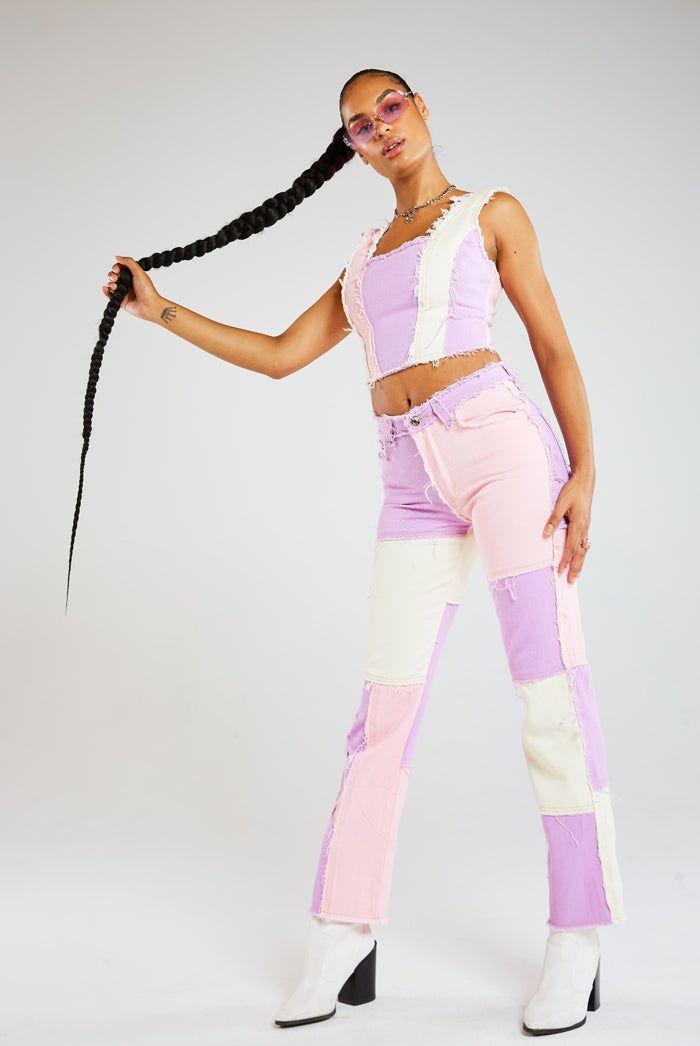 Pastel Patchwork Denim Corset Top sold by Jaded London product image thumbnail 5