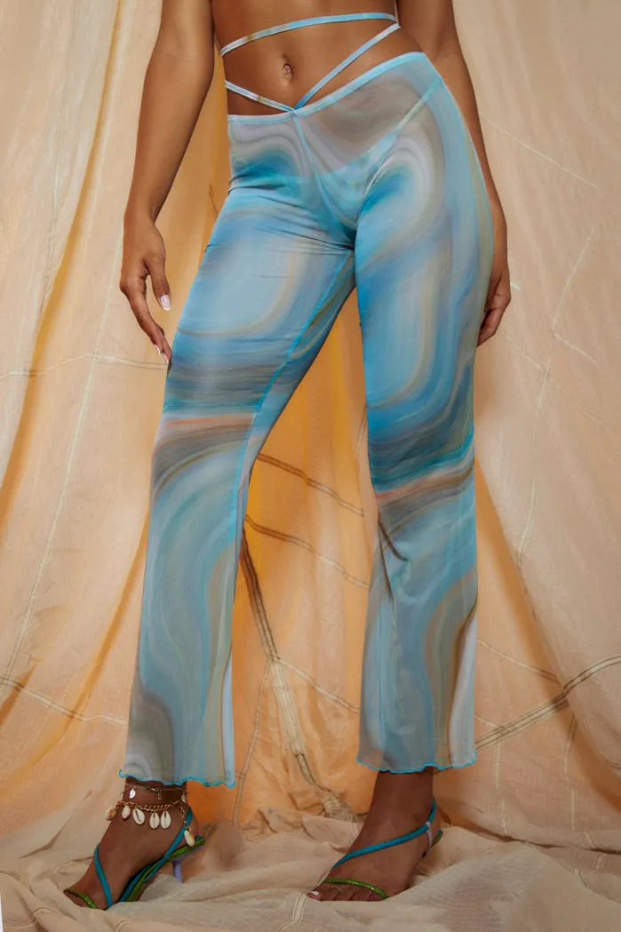 Marble Print Low Rise Flared Leg Beach Trousers sold by Jaded London product image thumbnail 2