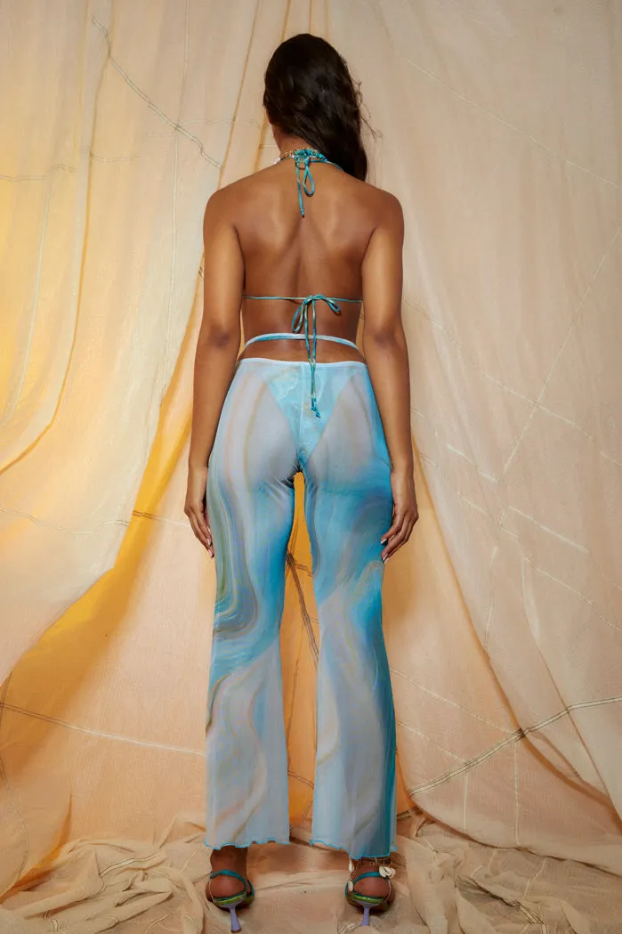 Marble Print Low Rise Flared Leg Beach Trousers sold by Jaded London product image thumbnail 3
