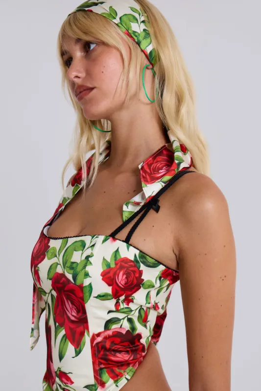 Scarlet Satin Headscarf sold by Jaded London