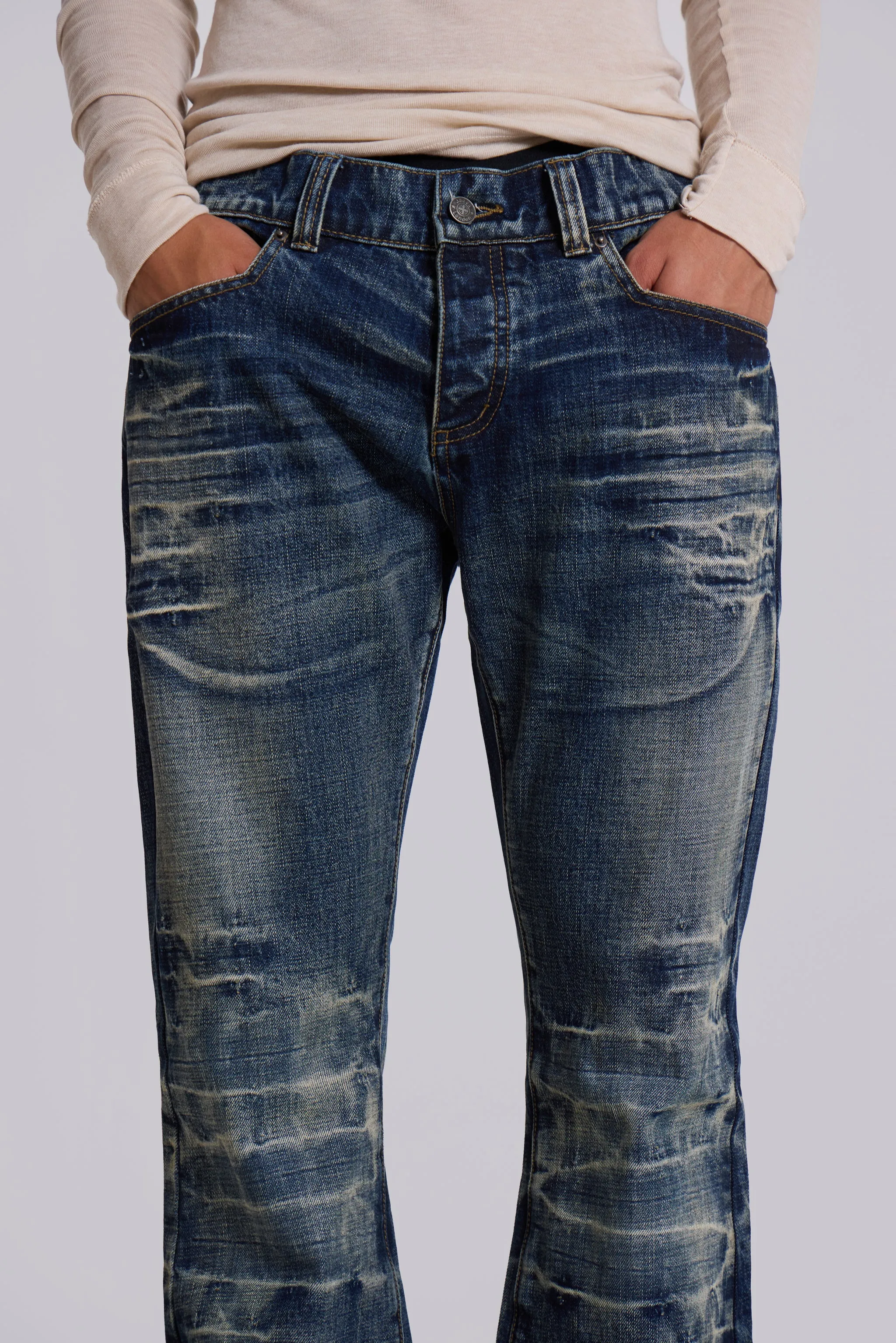Mid Blue Drift Bootcut Jeans sold by Jaded London product image thumbnail 5