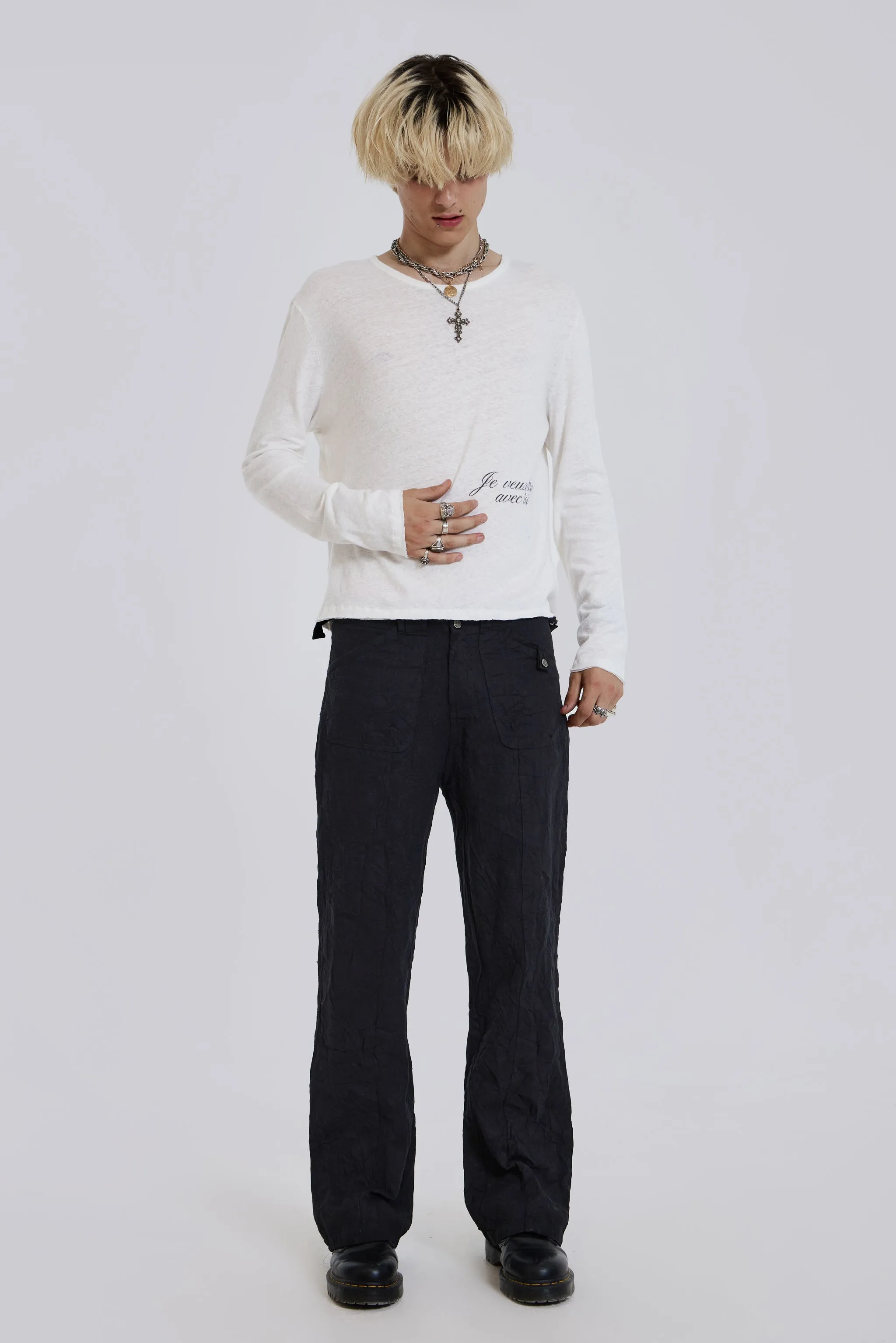 Black Creased Pants sold by Jaded London product image thumbnail 2