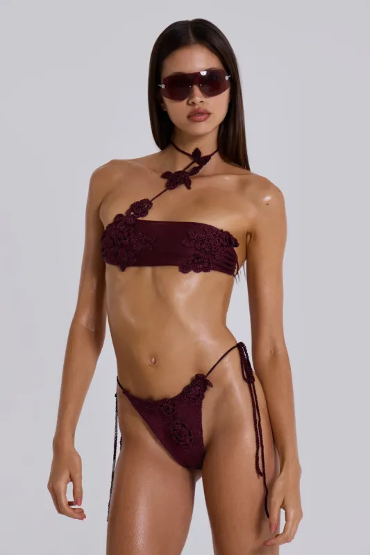 Alira Knit Flower Bandeau Bikini Top sold by Jaded London