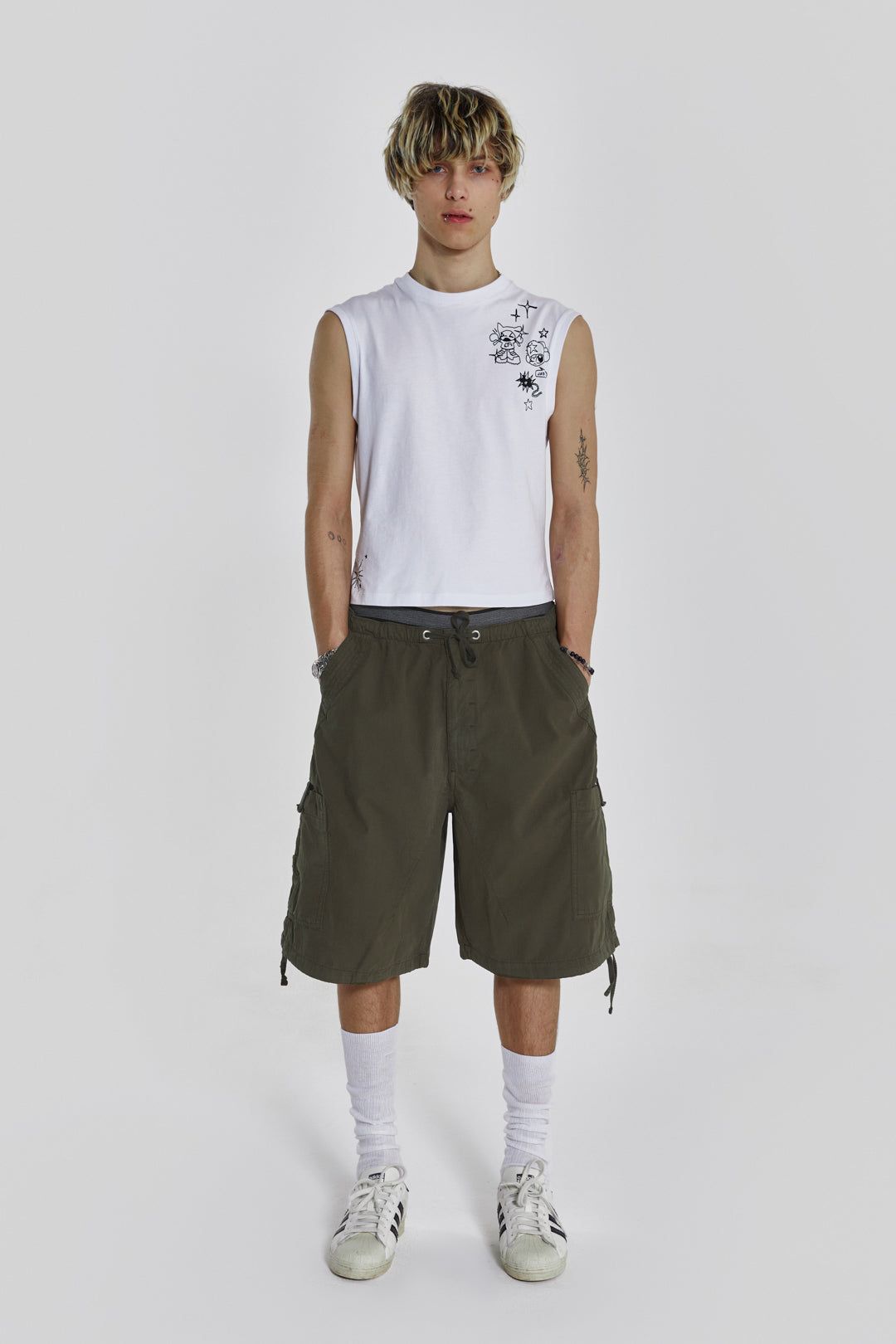 Khaki Parachute Cargo Shorts sold by Jaded London product image thumbnail 2