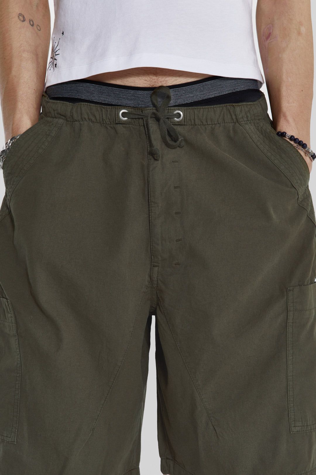 Khaki Parachute Cargo Shorts sold by Jaded London product image thumbnail 5