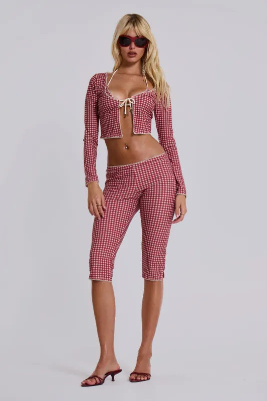 Freda Gingham Swim Capri Trousers made by Jaded London