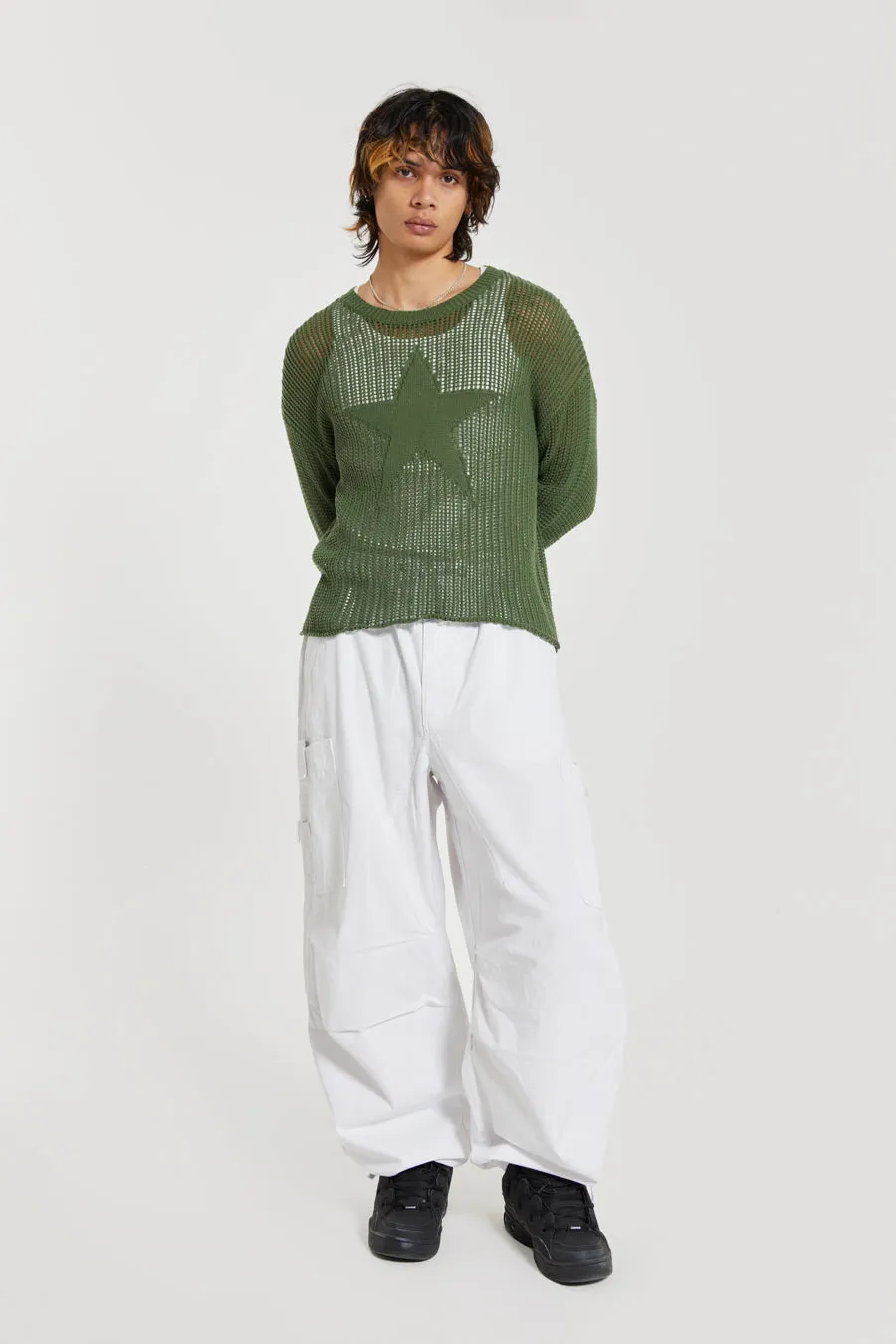 White Parachute Cargo Pants sold by Jaded London product image thumbnail 2