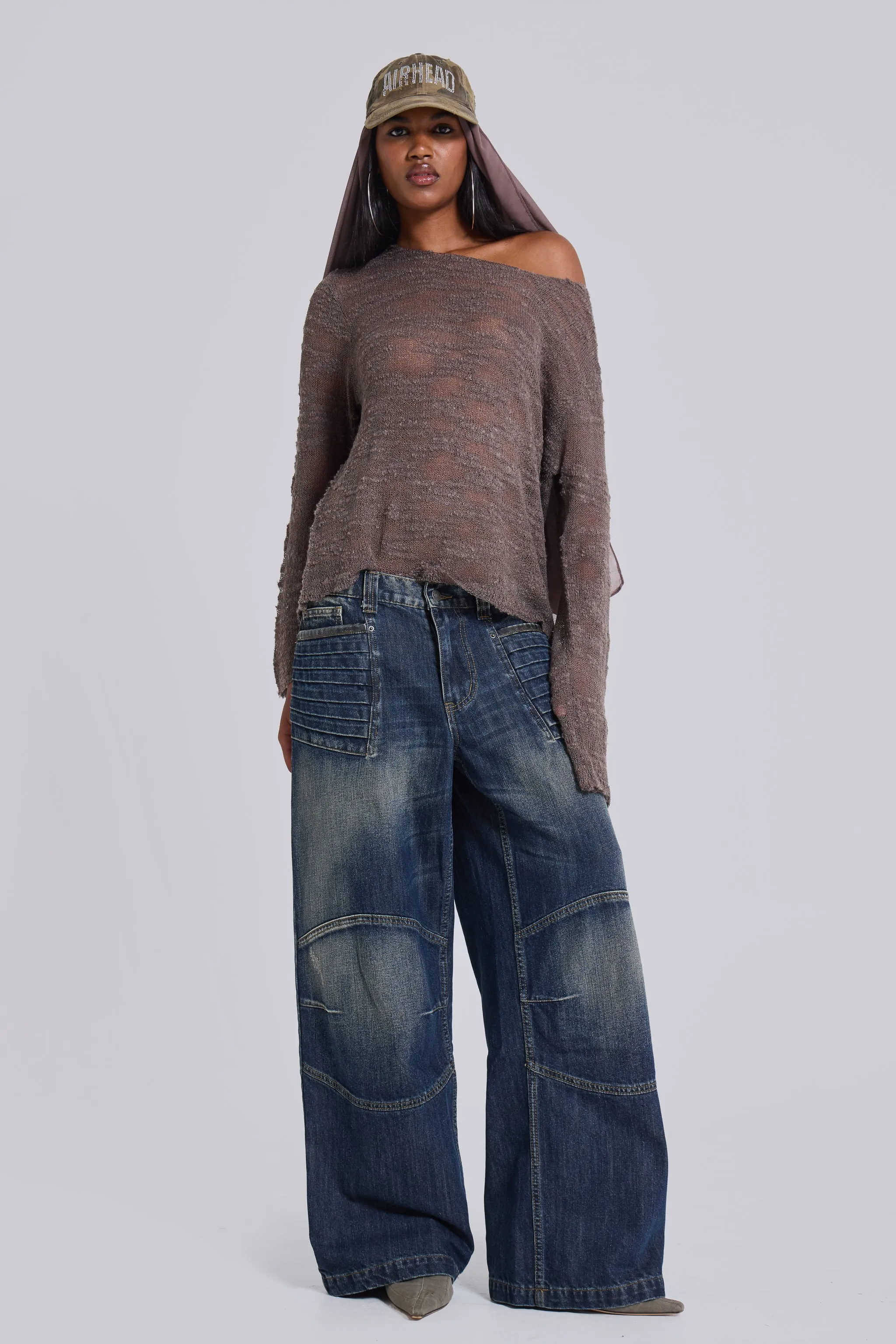 Mid Blue Crash Biker Colossus Jeans sold by Jaded London