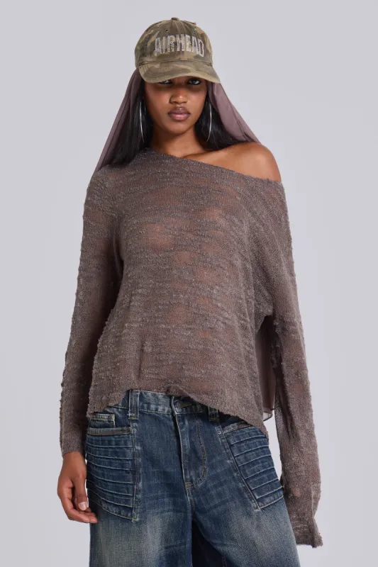 Taupe Stray Knit sold by Jaded London