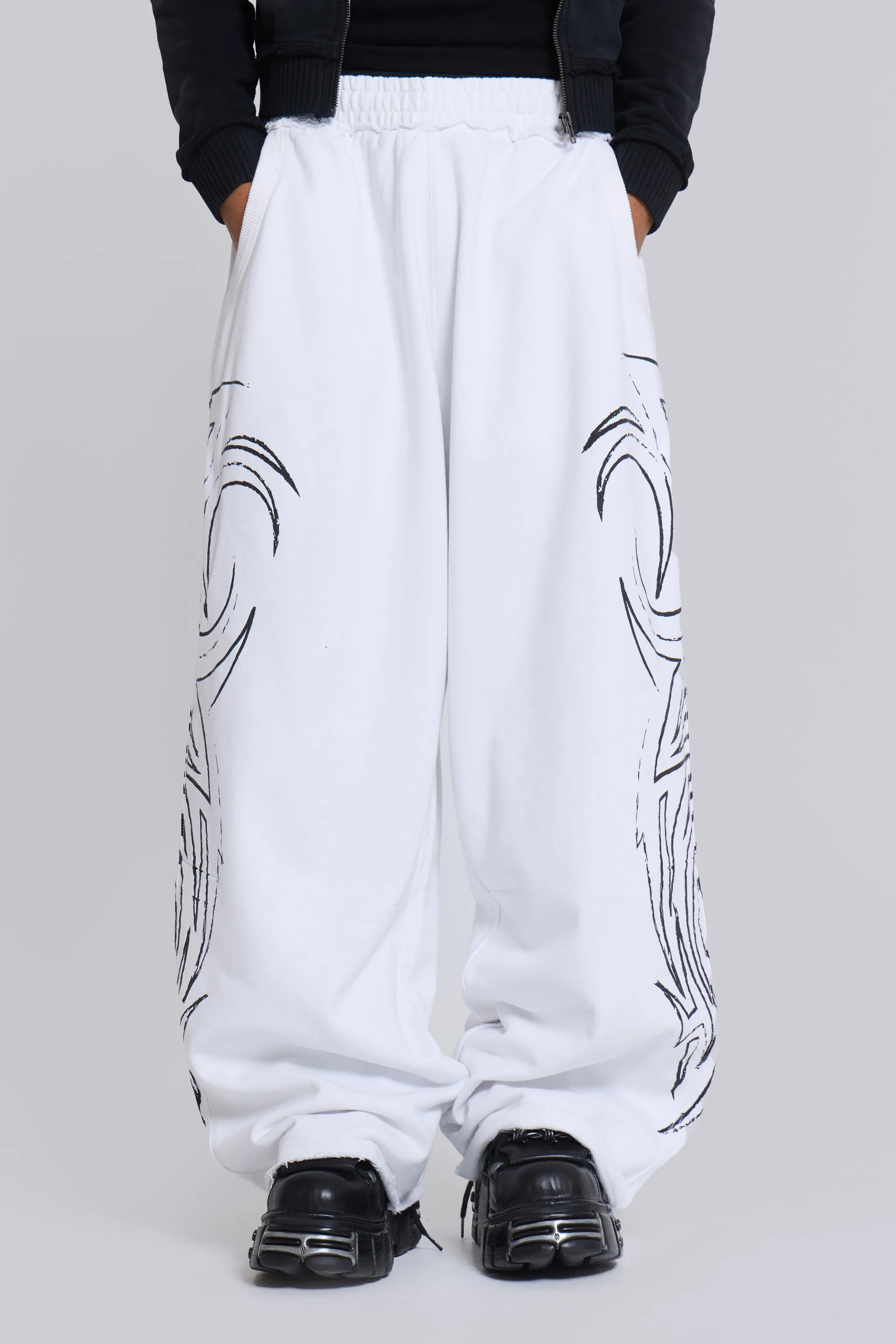 White Baggy Blade Joggers | Parallel