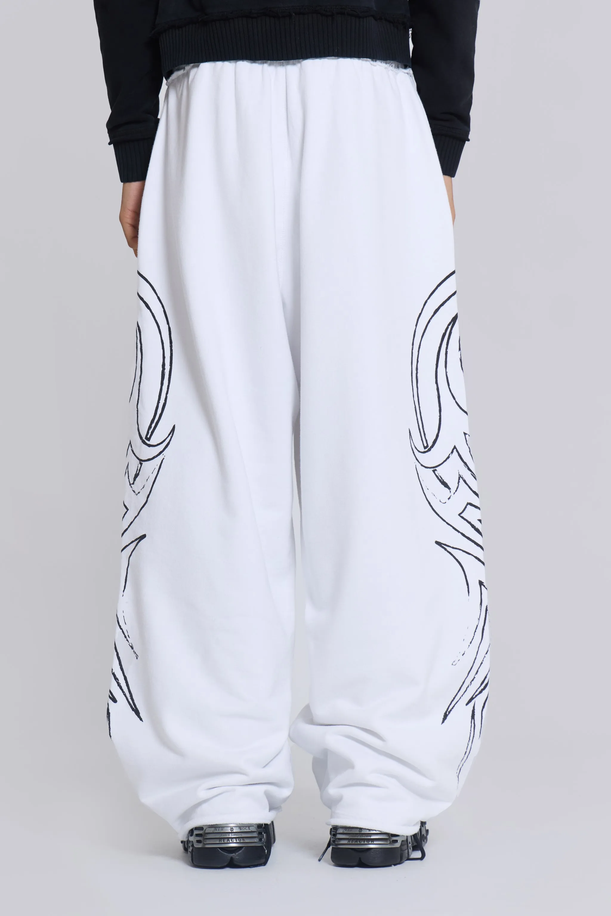 White Baggy Blade Joggers | Parallel