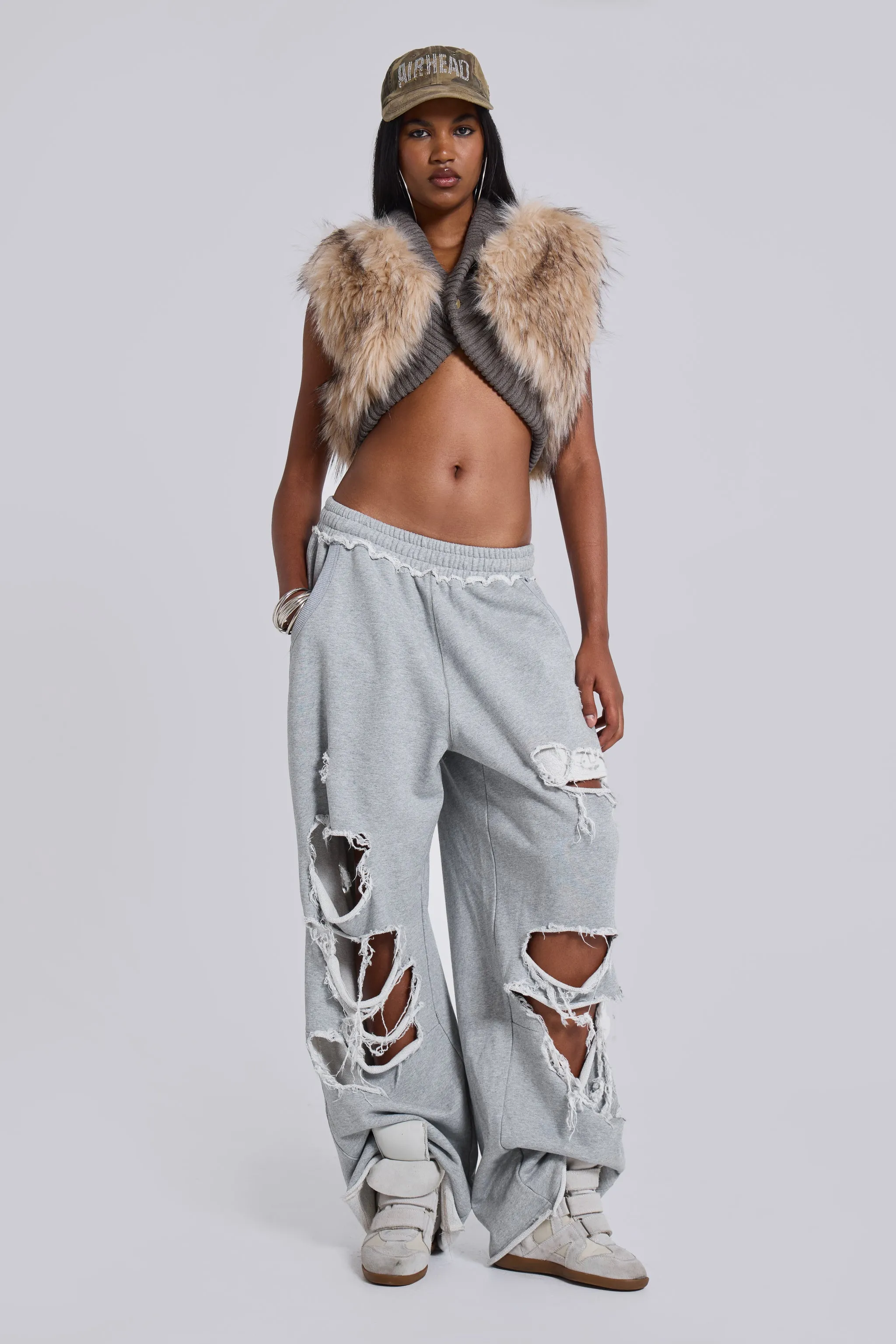 Distressed Grey Marl Baggy Monster Joggers sold by Jaded London product image thumbnail 4