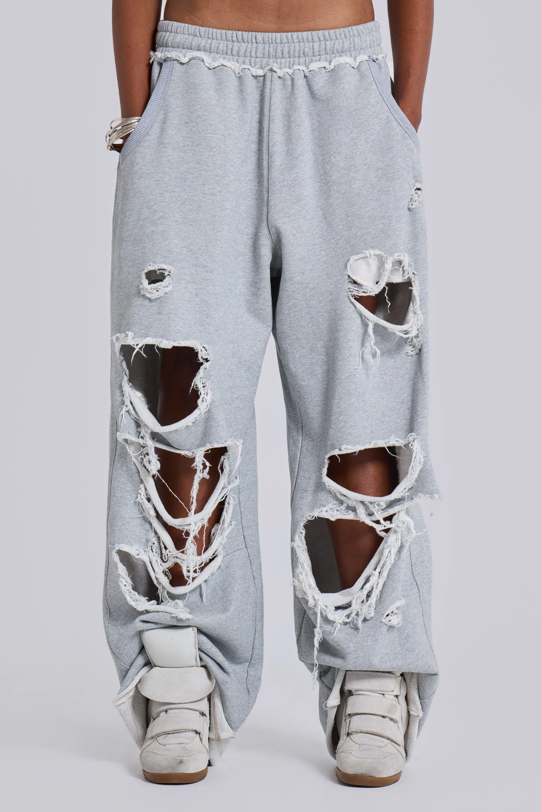 Distressed Grey Marl Baggy Monster Joggers sold by Jaded London product image thumbnail 2