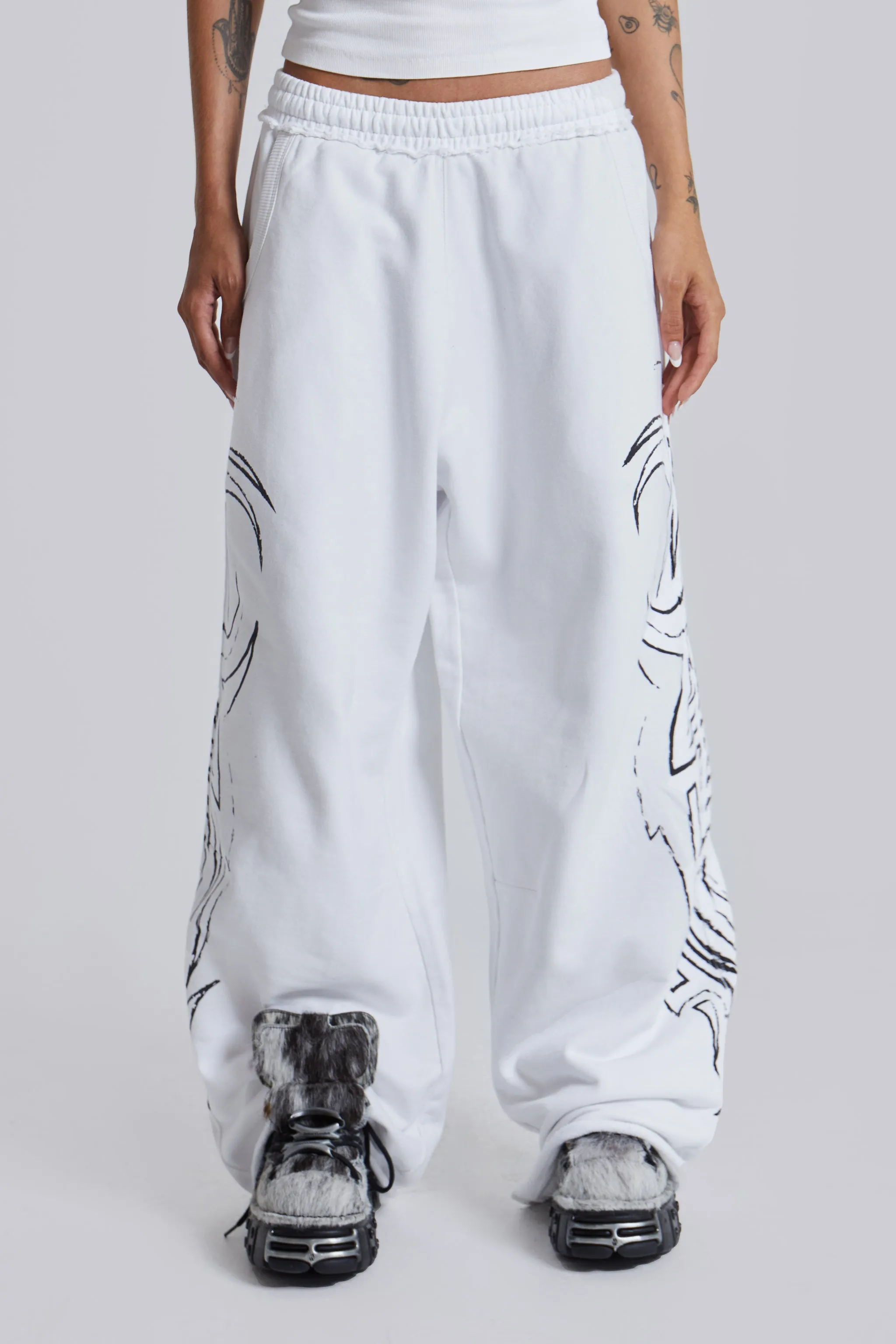 White Baggy Blade Joggers sold by Jaded London product image thumbnail 3