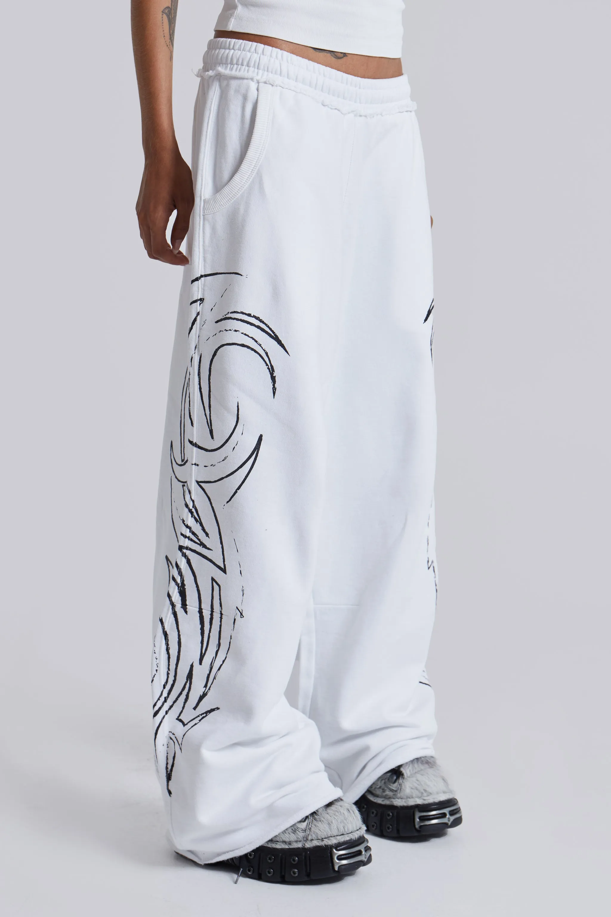 White Baggy Blade Joggers sold by Jaded London product image thumbnail 4