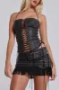 Odile Black Faux Leather Lace Up Corset sold by Jaded London