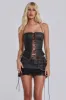 Odile Black Faux Leather Lace Up Corset sold by Jaded London