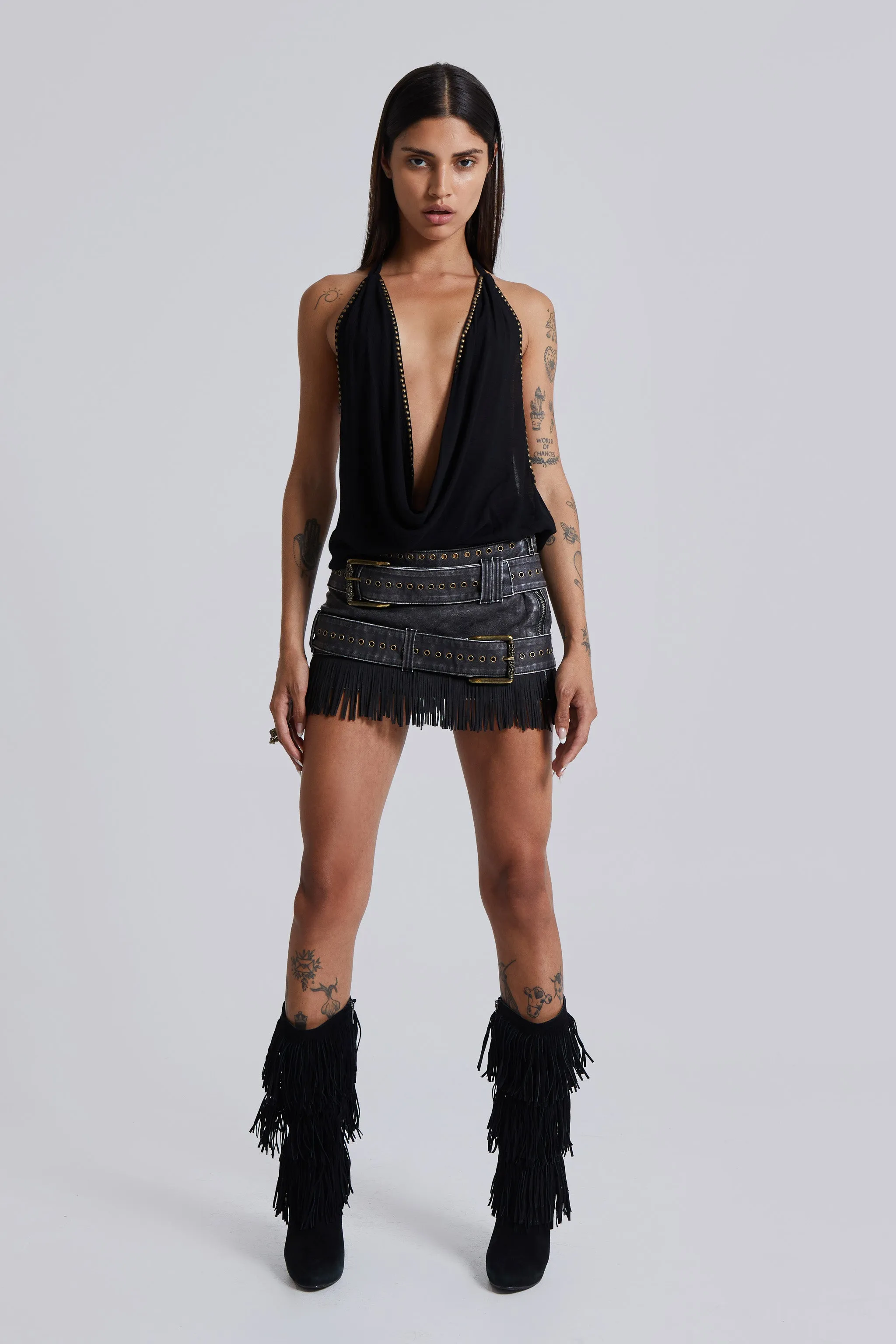 Odile Faux Leather & Suede Mini Skirt sold by Jaded London product image thumbnail 2