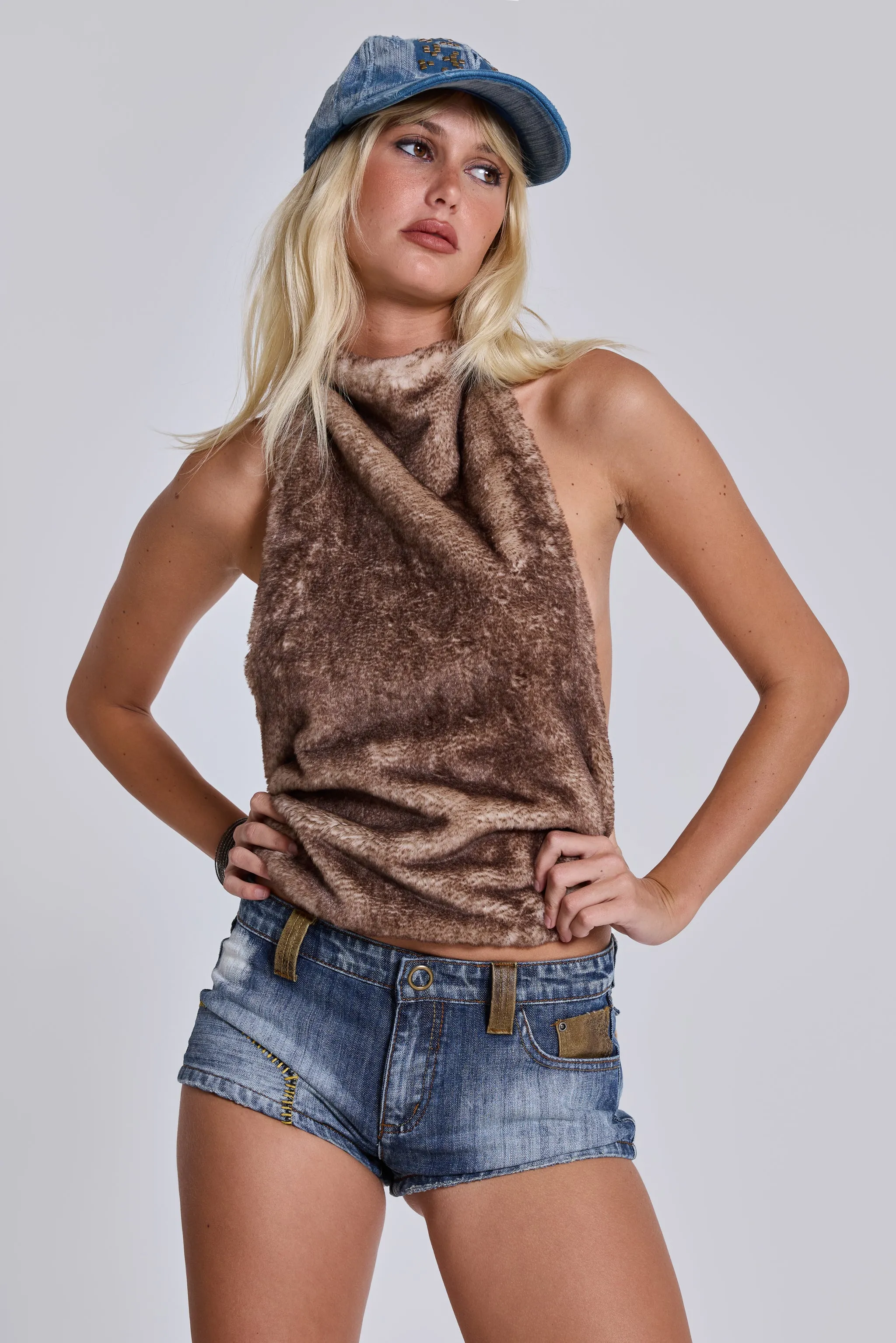 Faux Fur Zene Backless Top sold by Jaded London product image thumbnail 3