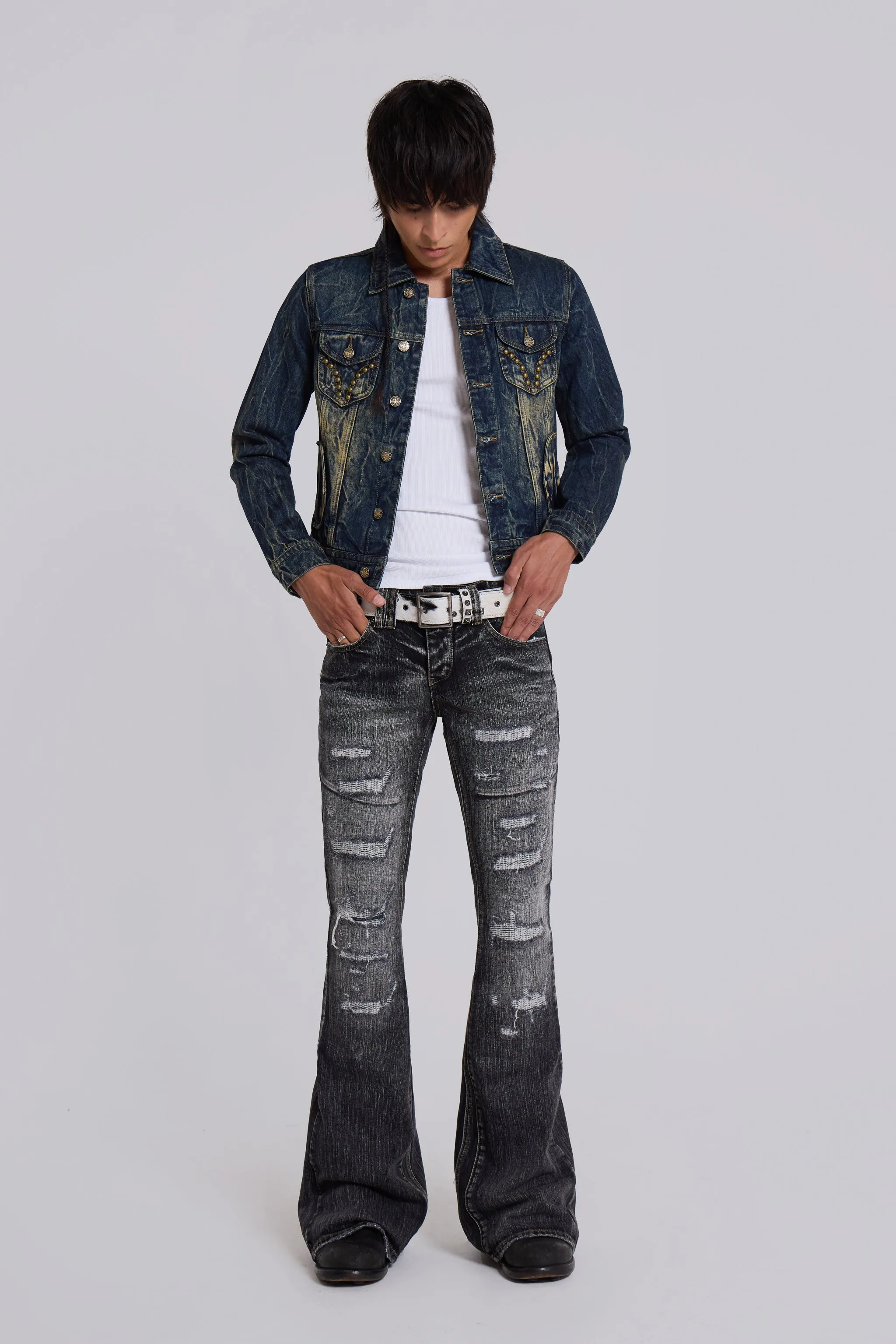 Washed Black Laced Flared Jeans sold by Jaded London product image thumbnail 5