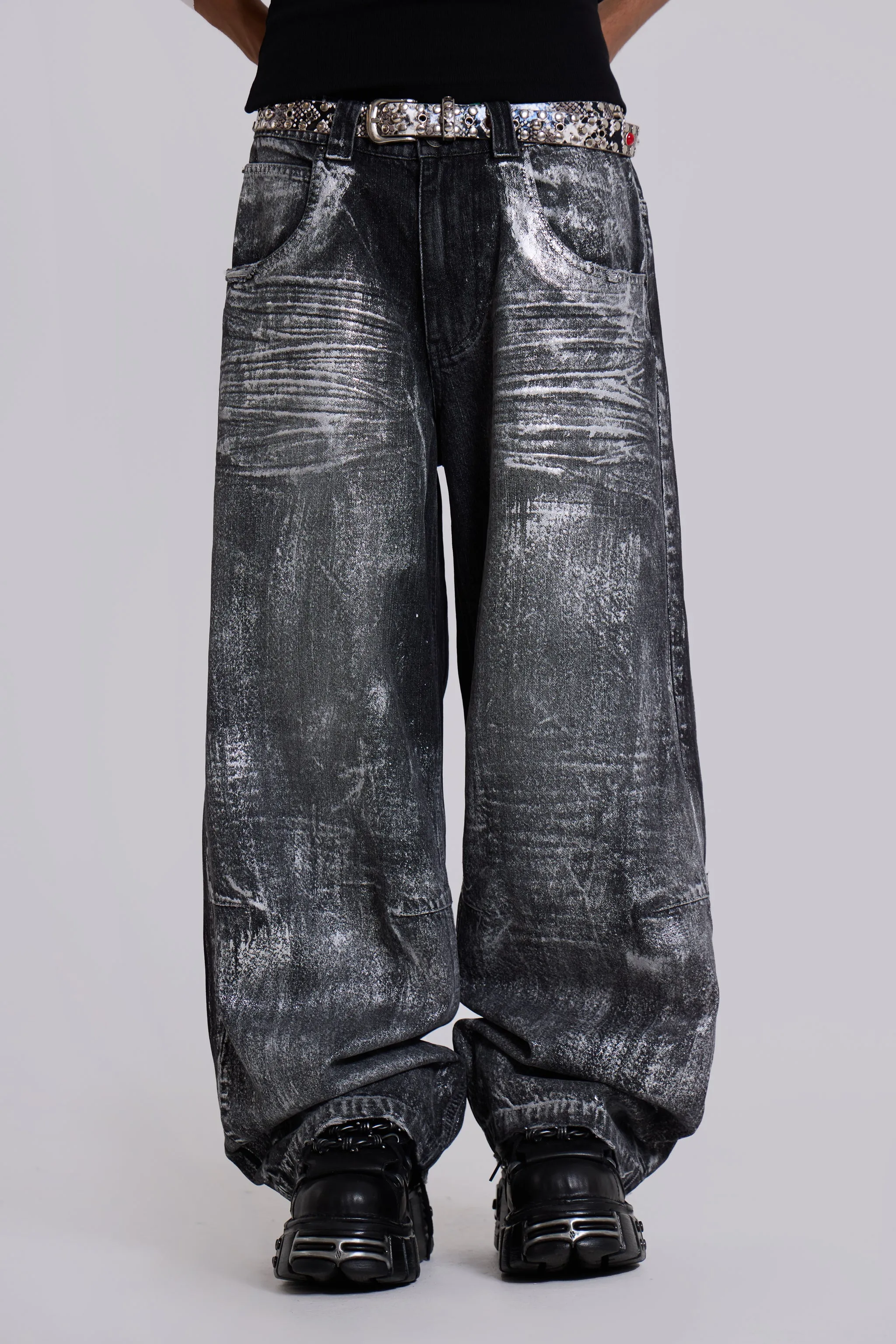 Gunmetal Colossus Jeans sold by Jaded London