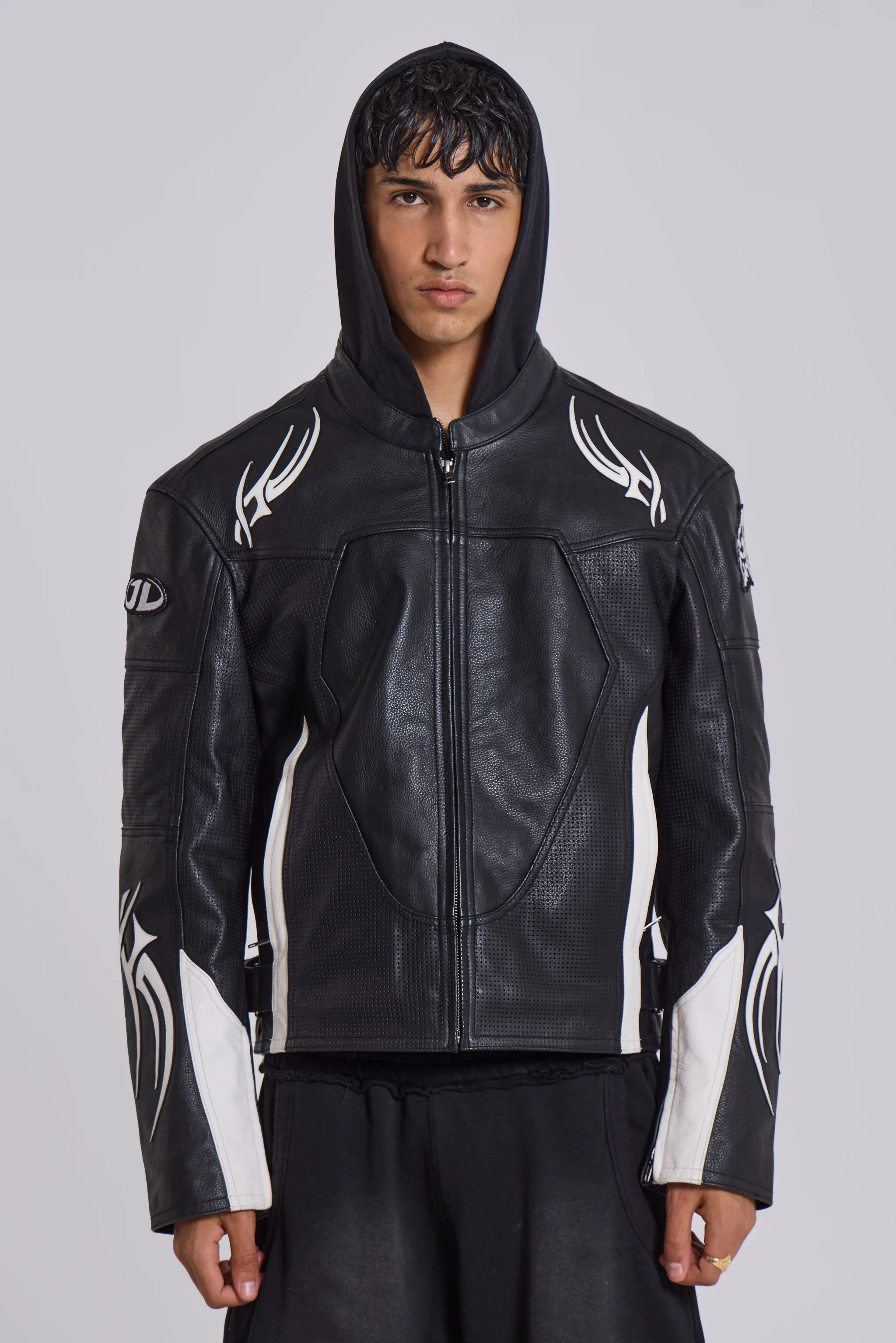 Crash Leather Biker Jacket sold by Jaded London