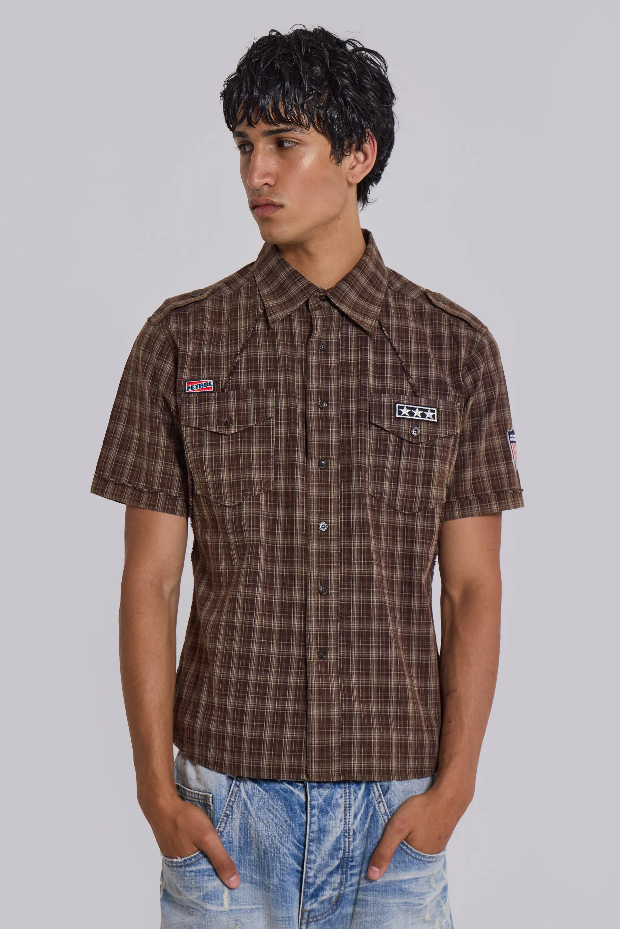 Brown Check Scout Shirt sold by Jaded London product image thumbnail 4