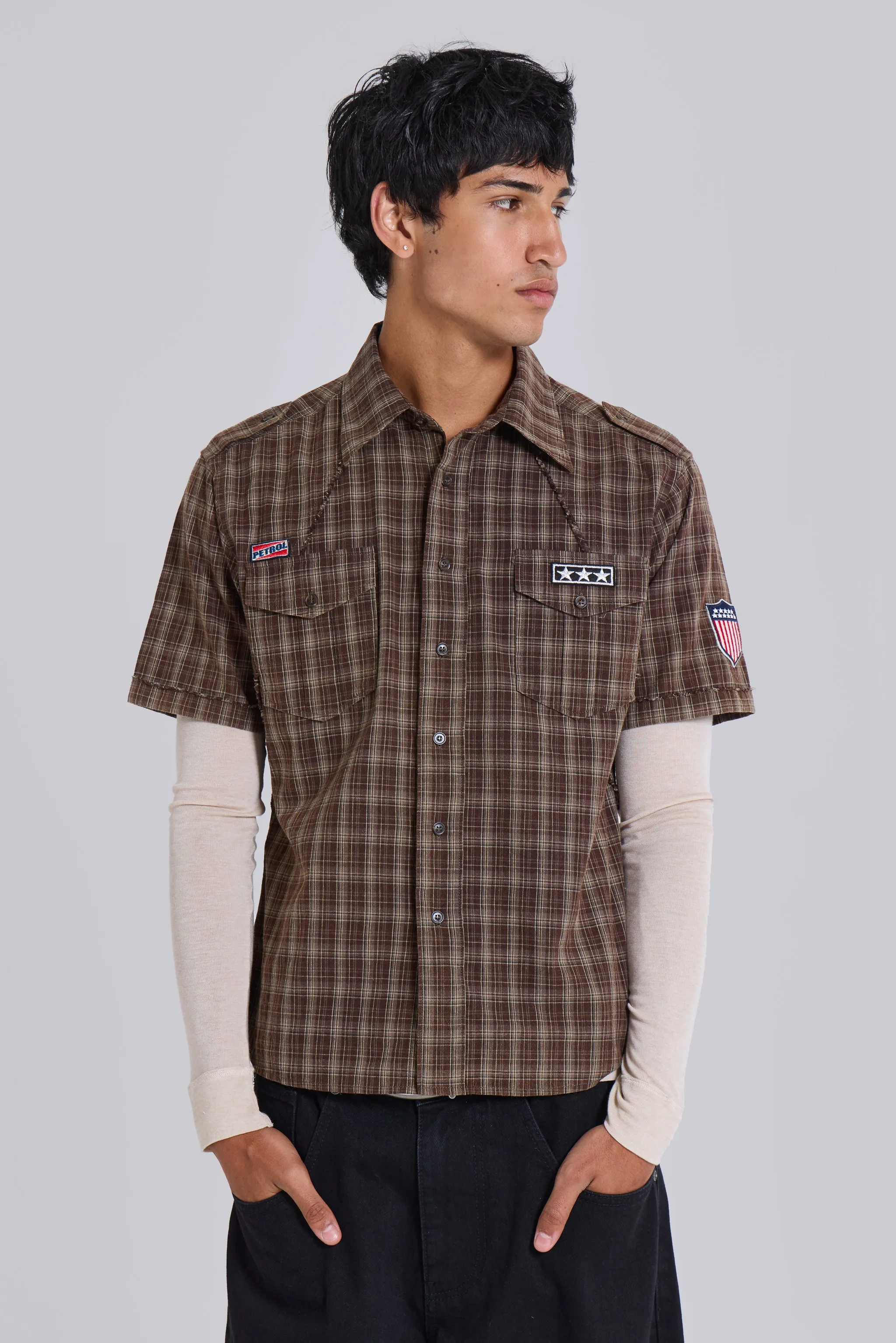 Brown Check Scout Shirt sold by Jaded London