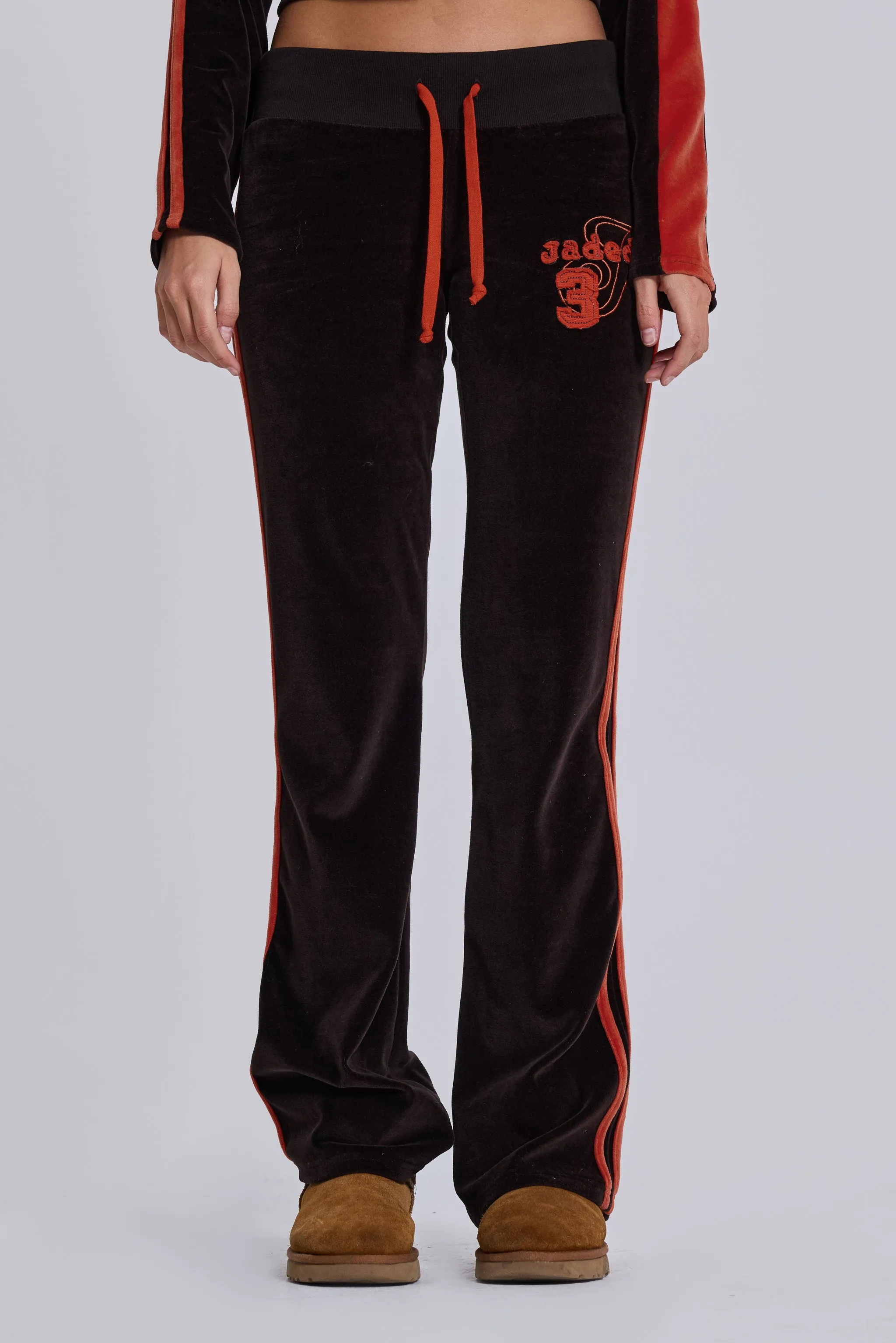 Brown Three Velour Low-rise Bootcut Trousers sold by Jaded London product image thumbnail 3