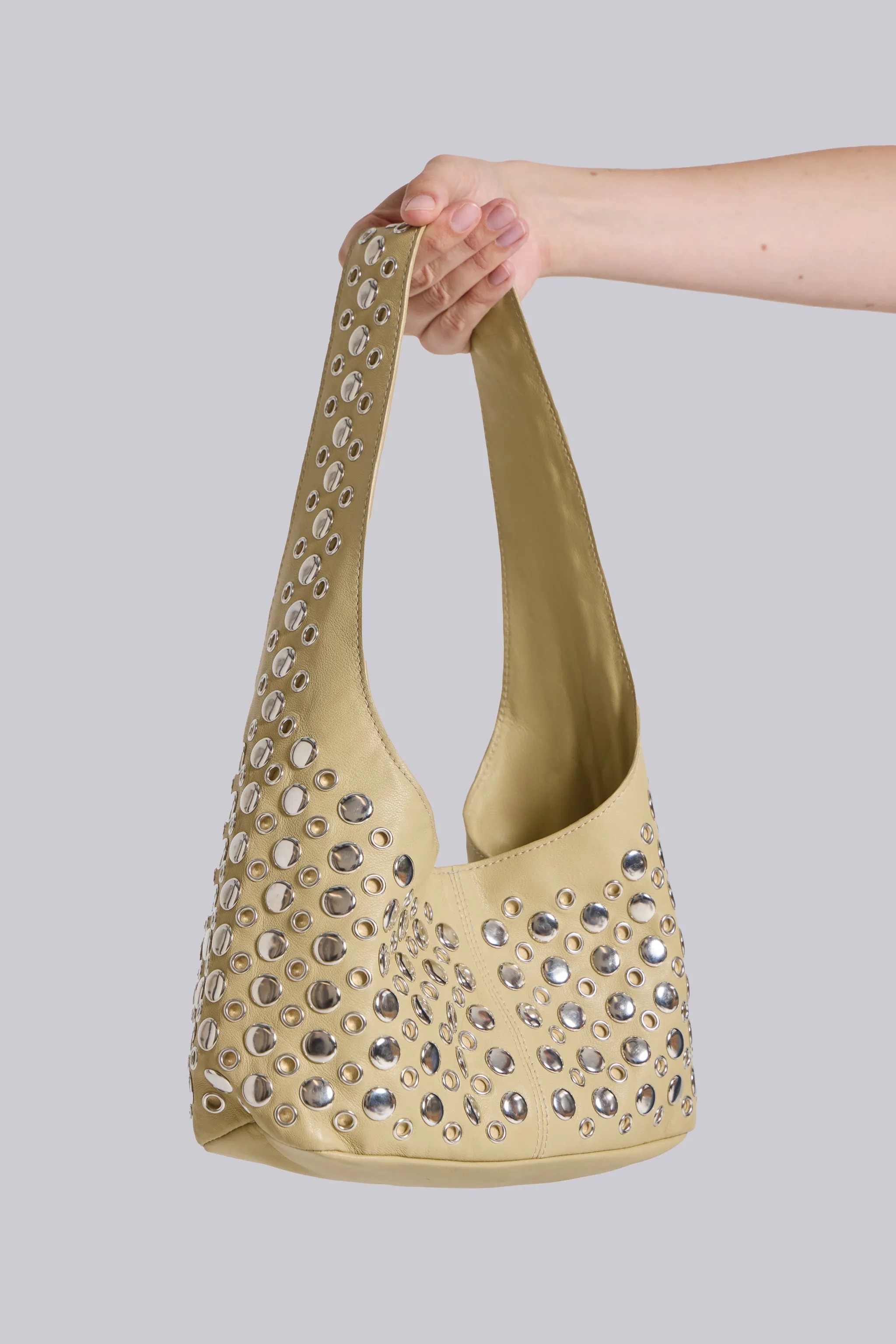 Osmium Studded Leather Bag in Cream sold by Jaded London product image thumbnail 3