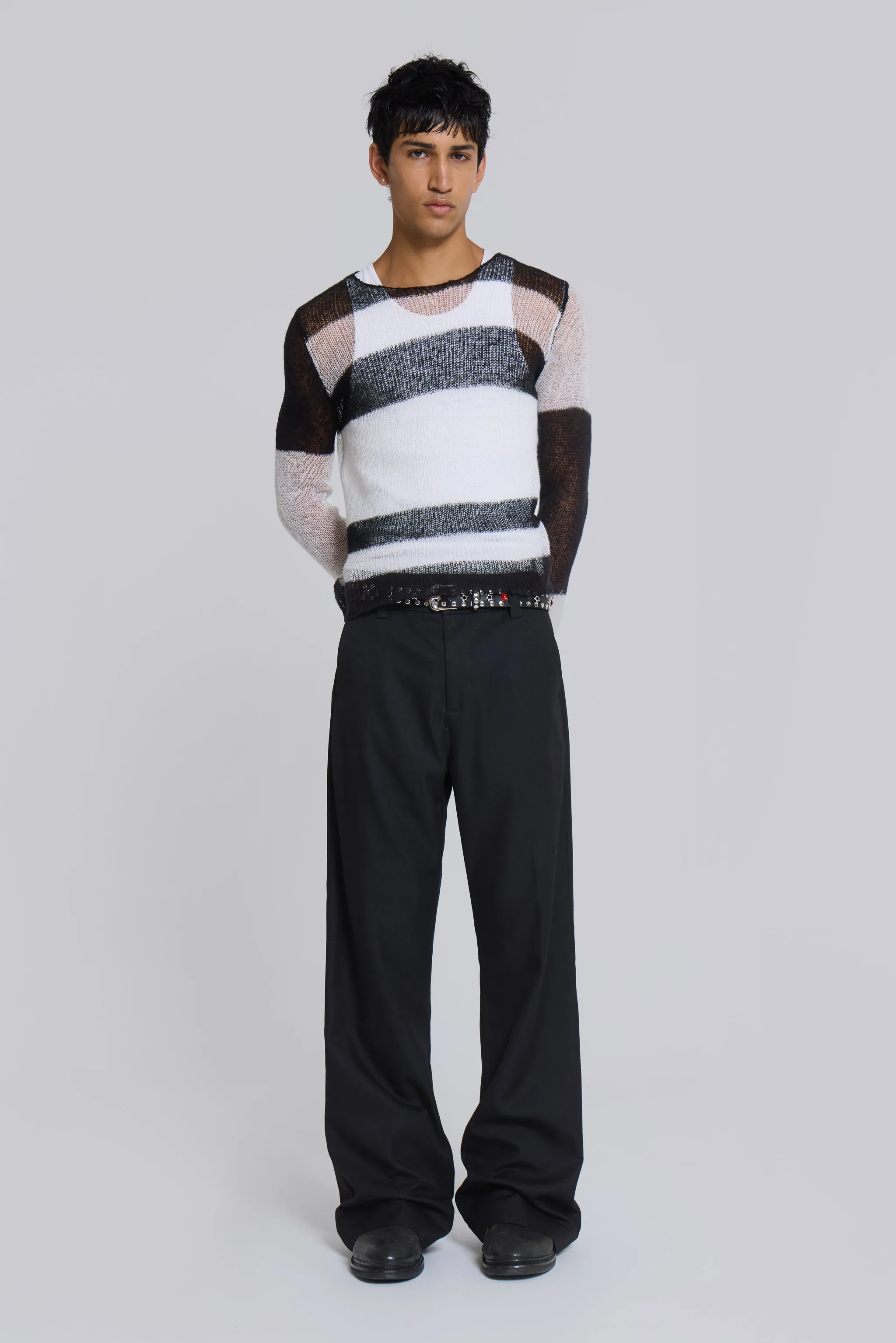 Black Stacked Bootcut Suit Pants sold by Jaded London product image thumbnail 2