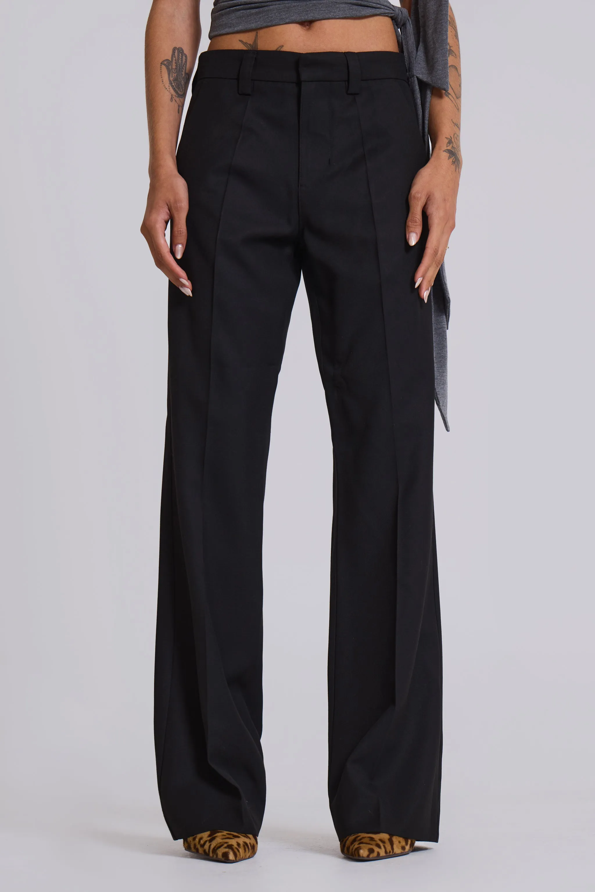 Black Stacked Bootcut Suit Pants sold by Jaded London product image thumbnail 2