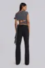 Black Stacked Bootcut Suit Pants sold by Jaded London
