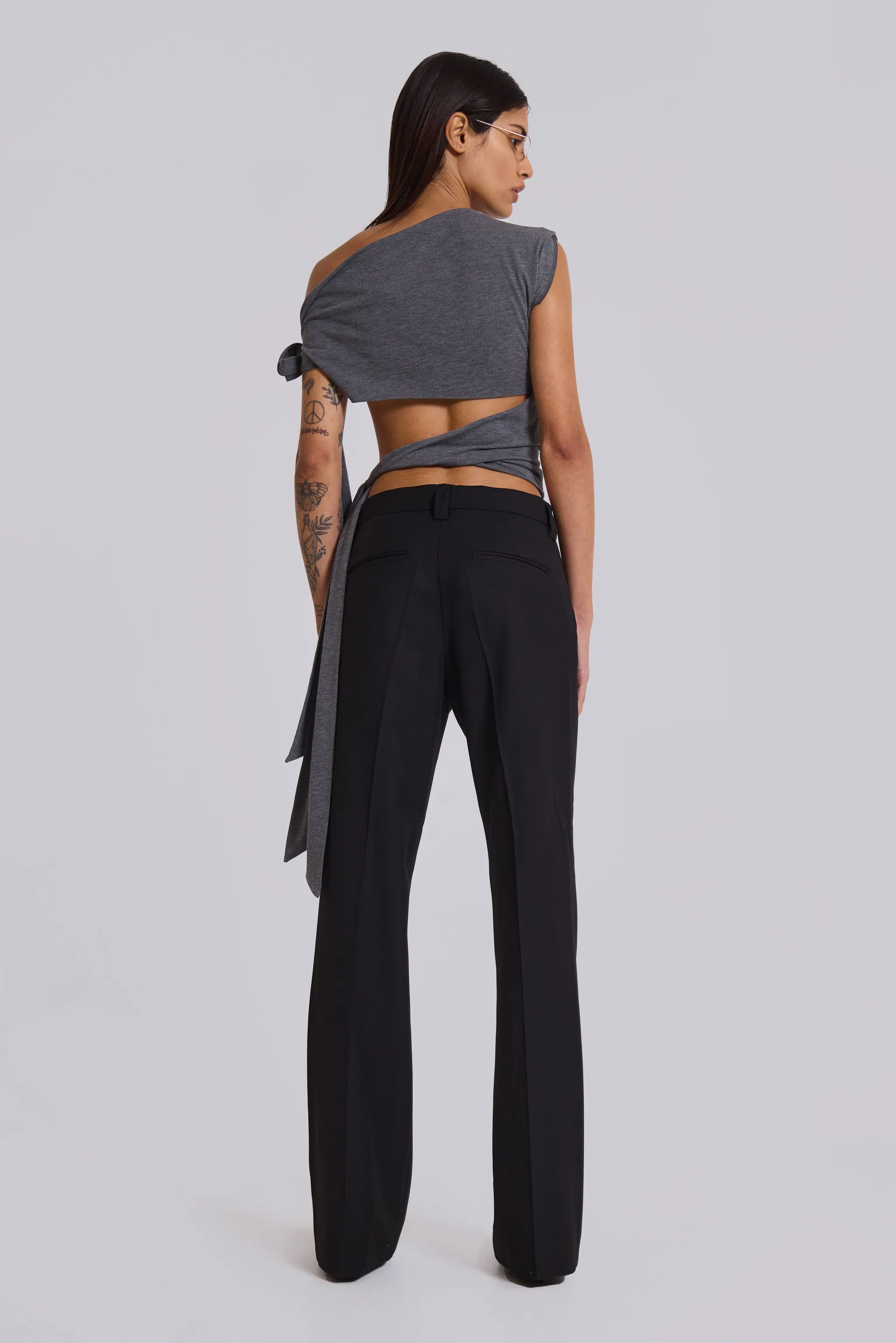 Black Stacked Bootcut Suit Pants sold by Jaded London product image thumbnail 4