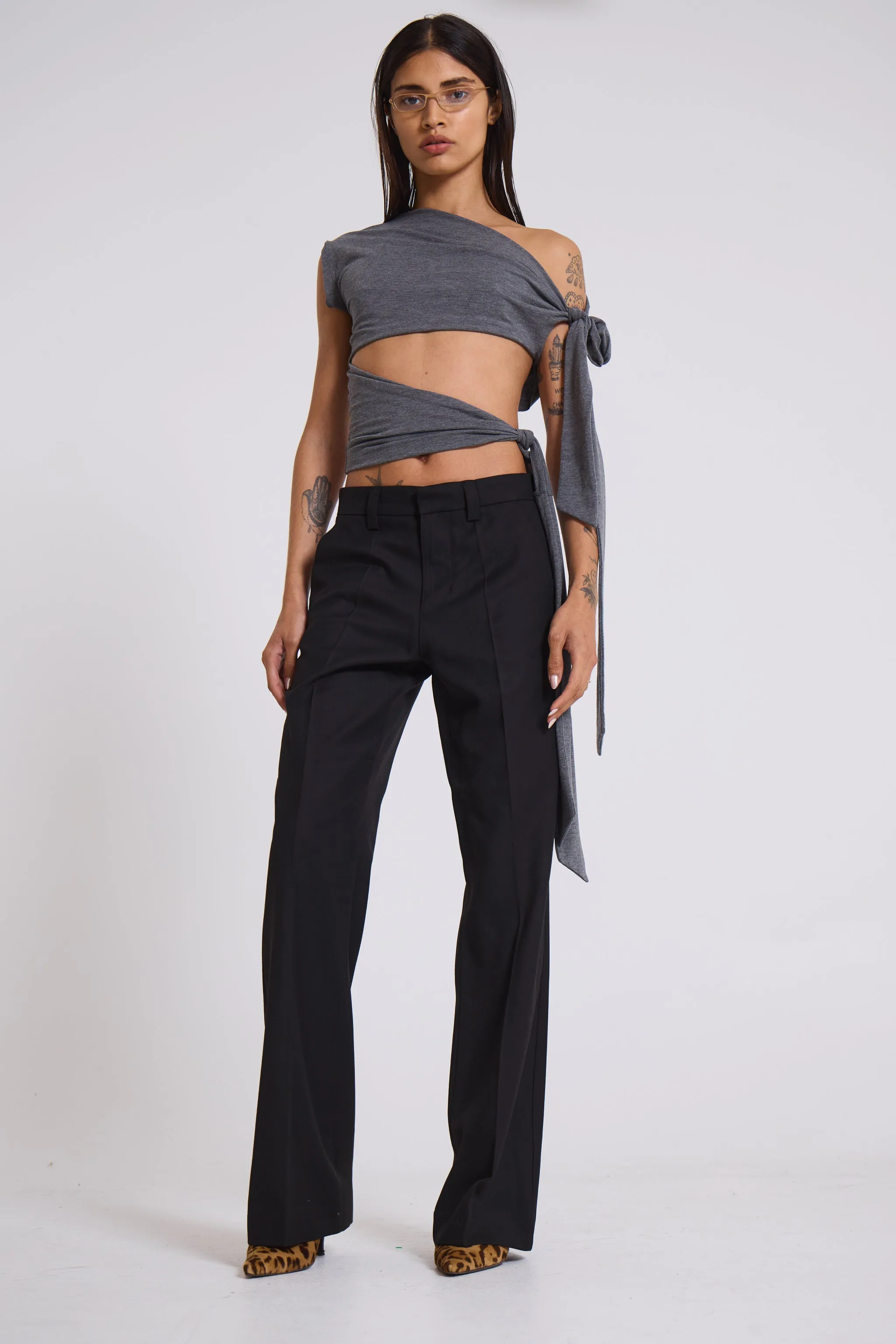 Black Stacked Bootcut Suit Pants sold by Jaded London product image thumbnail 5