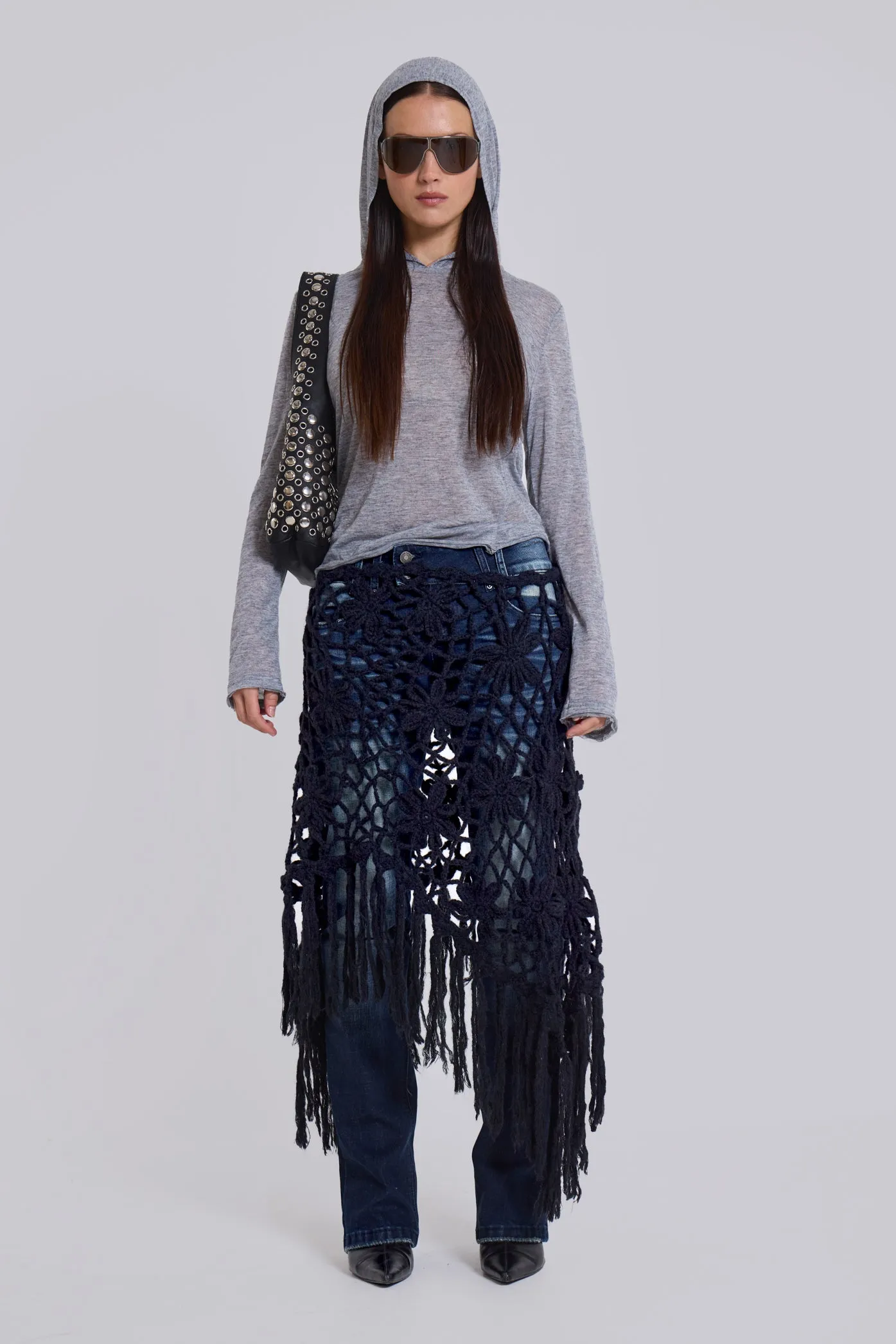 Grey Marl Mist Hoodie sold by Jaded London